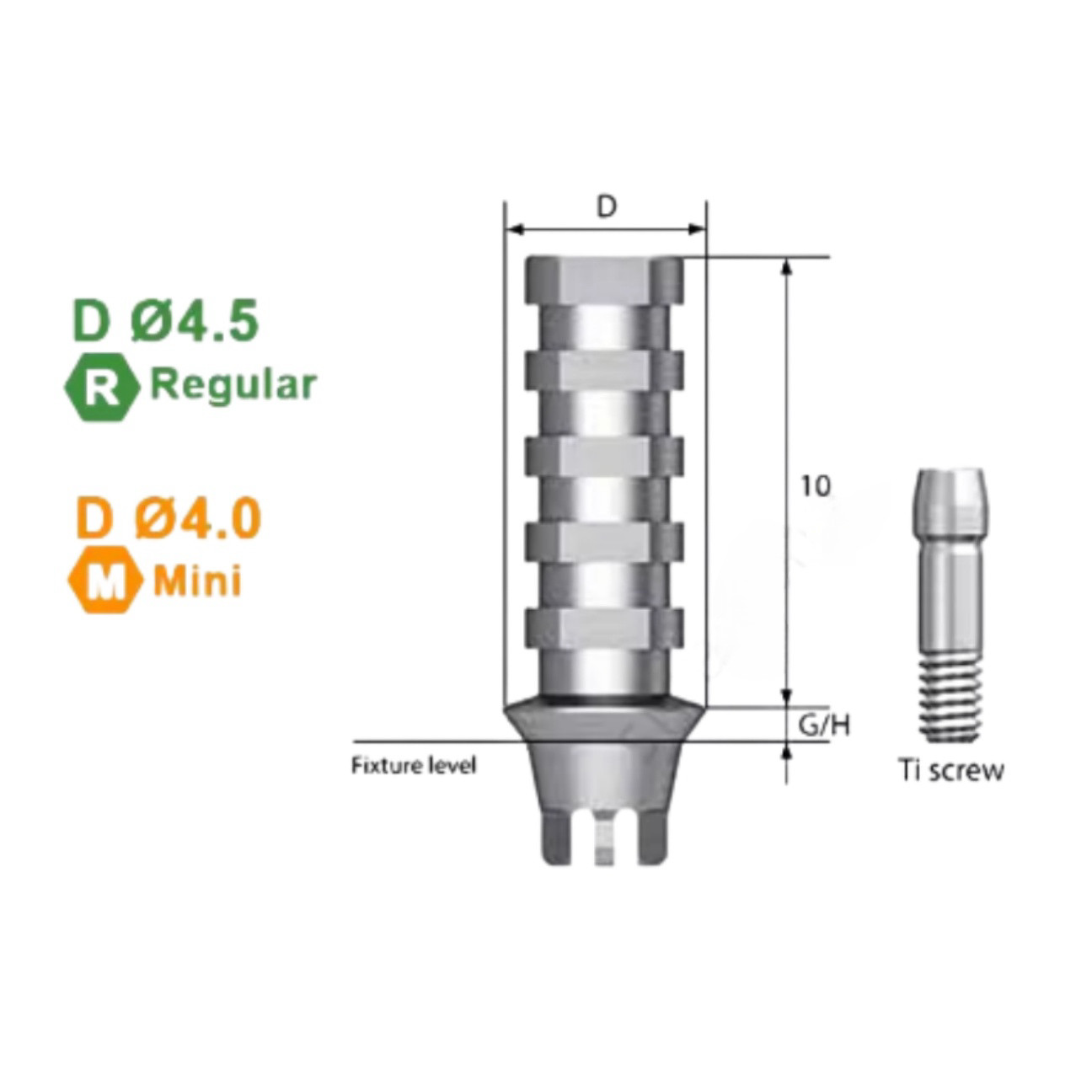 OSS HIO Dental Titanium Screws Temporary Abutment TS Regular/Mini Hex/Non-Hex