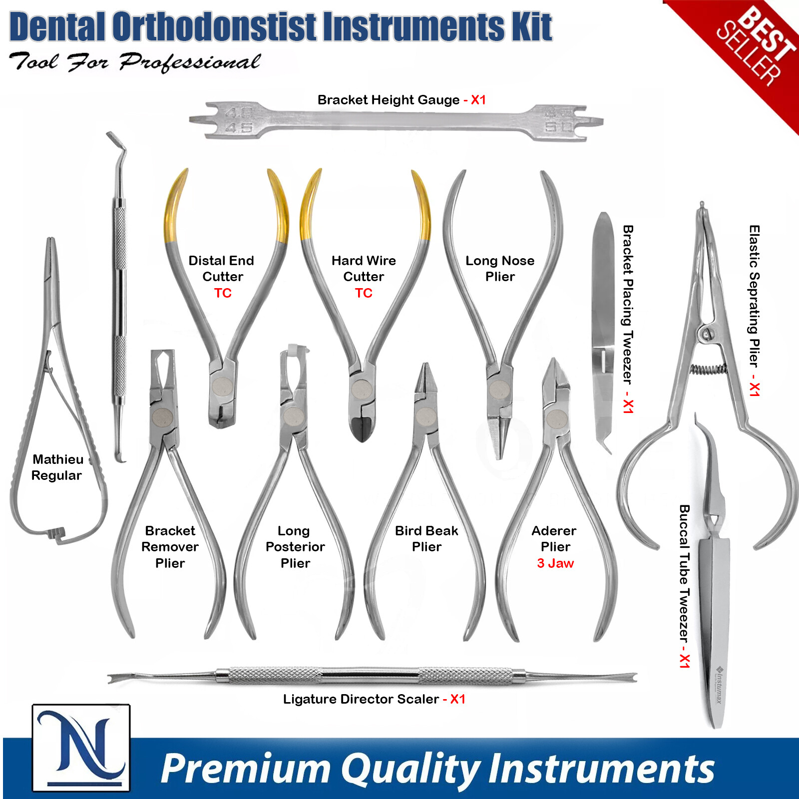 Orthodontists Instruments Tools Set Kit Dental Pliers Cutters Band Tweezers