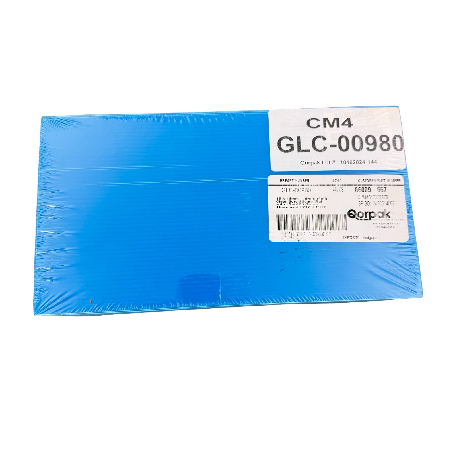 Qorpak GLC-00980 4ml Clear Borosilicate Glass Vials 15x45mm w/ 13-425 Green Caps