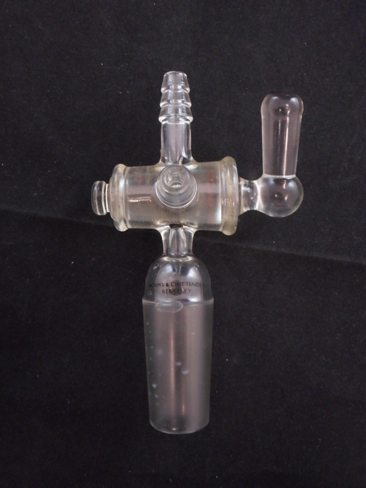 KONTES / A&C Airless Balloon Type Glass Plug Inlet Adapter 24/40 Joint Repaired