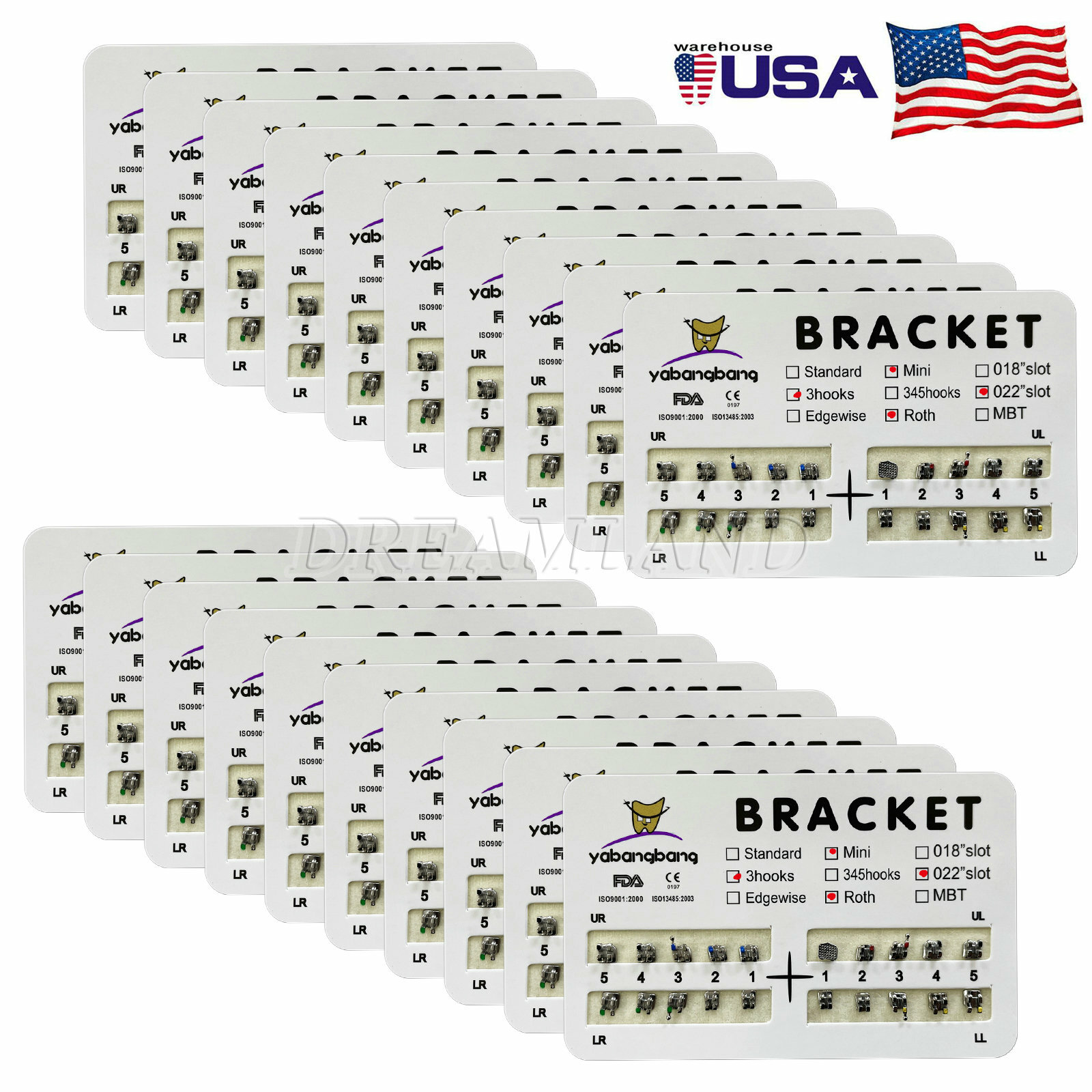 20 packs Dental Orthodontic Braces Brackets Mini Roth 022″Slot 3 Hooks Metal