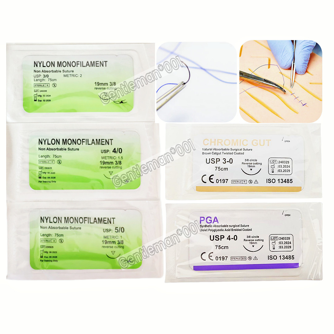 Dental Surgical Sutures Nylon Monofilament Reverse Cutting Sterile USP 3/4/5/0
