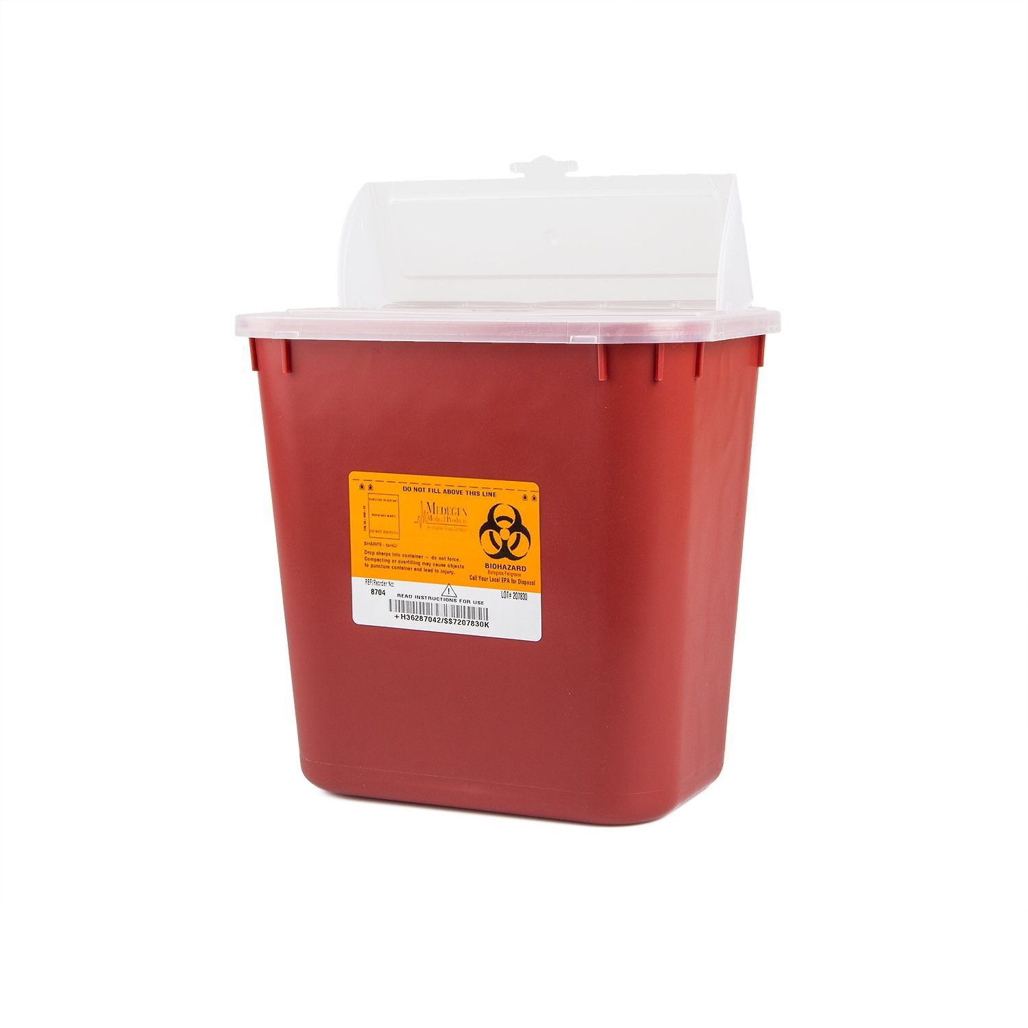 Medegen Stackable Biohazard Sharps Container, 2 Gallon Capacity Each- Case of 24