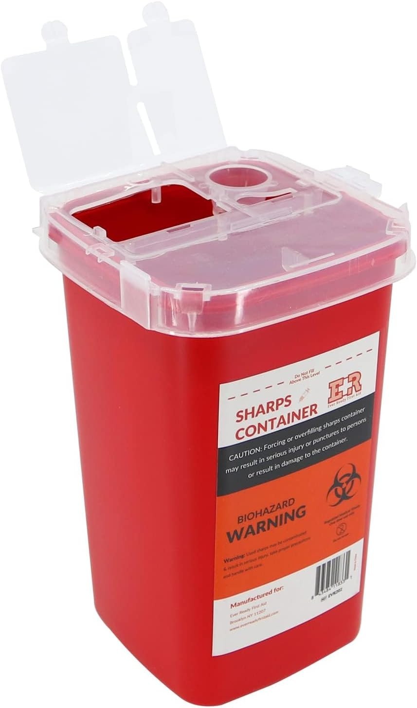 Compact Sharps Disposal Container with Puncture-Resistant Plastic – 1 Quart Size