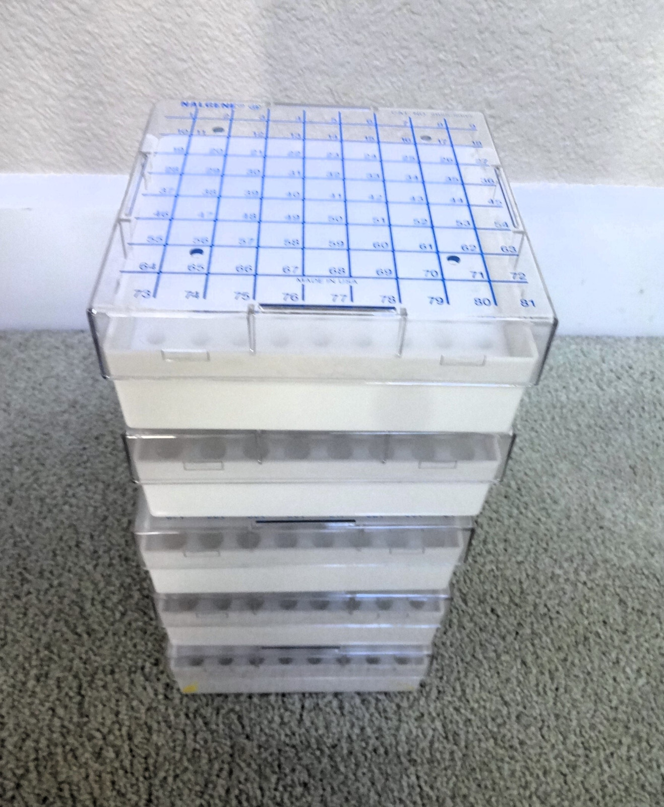 Lot of 5 Nalgene 5055-5005 0.5 mL Microcentrifuge Tube Storage Boxes