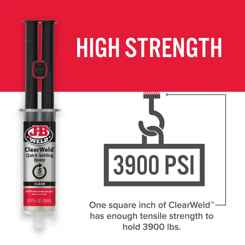 JB Weld 50114H ClearWeld Quick Setting Epoxy, Clear 0.47 oz