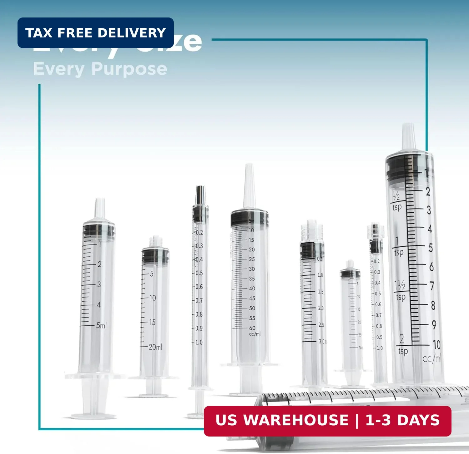1Ml Luer Slip Tip Syringes (No Needle) – Sterile, Individually Wrapped – 100 Syr