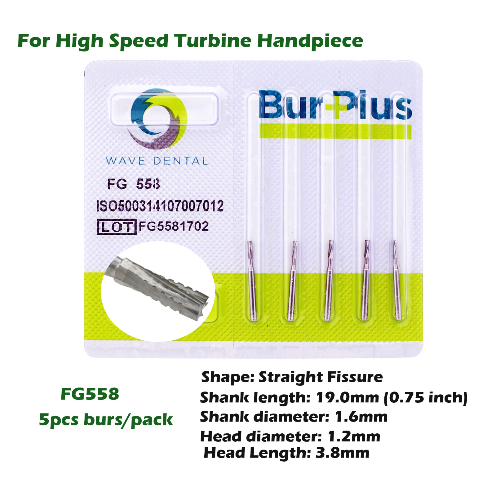Wave Dental Carbide Bur Friction Grip High Speed Bur FG330 Round 1/4 2 4 6 8 557