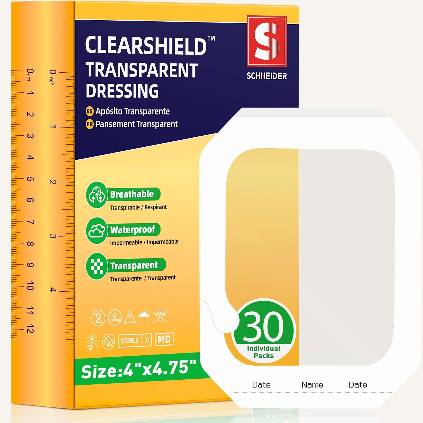 30 Pack Transparent Film Dressing 4″ x 4.75″, x