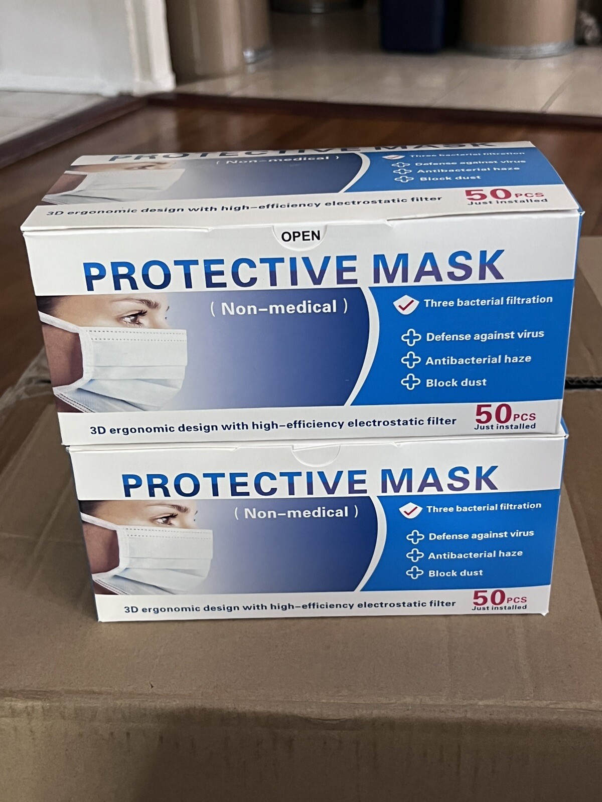 [50/100 PCS] Disposable Face Mask Non Medical Surgical 3-Ply Earloop Mouth Cover