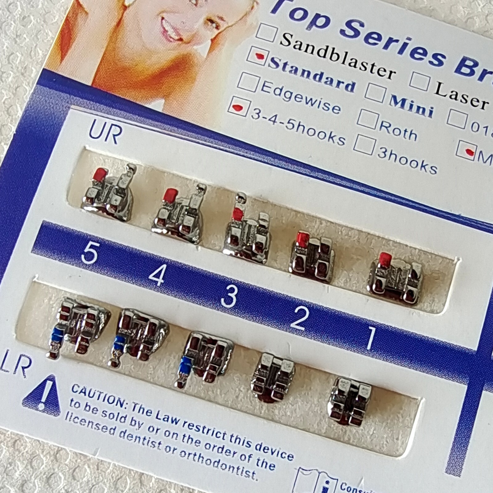 20pc/Kit Dental Orthodontic Bracket Braces Standard MBT .022 Hooks 3-4-5