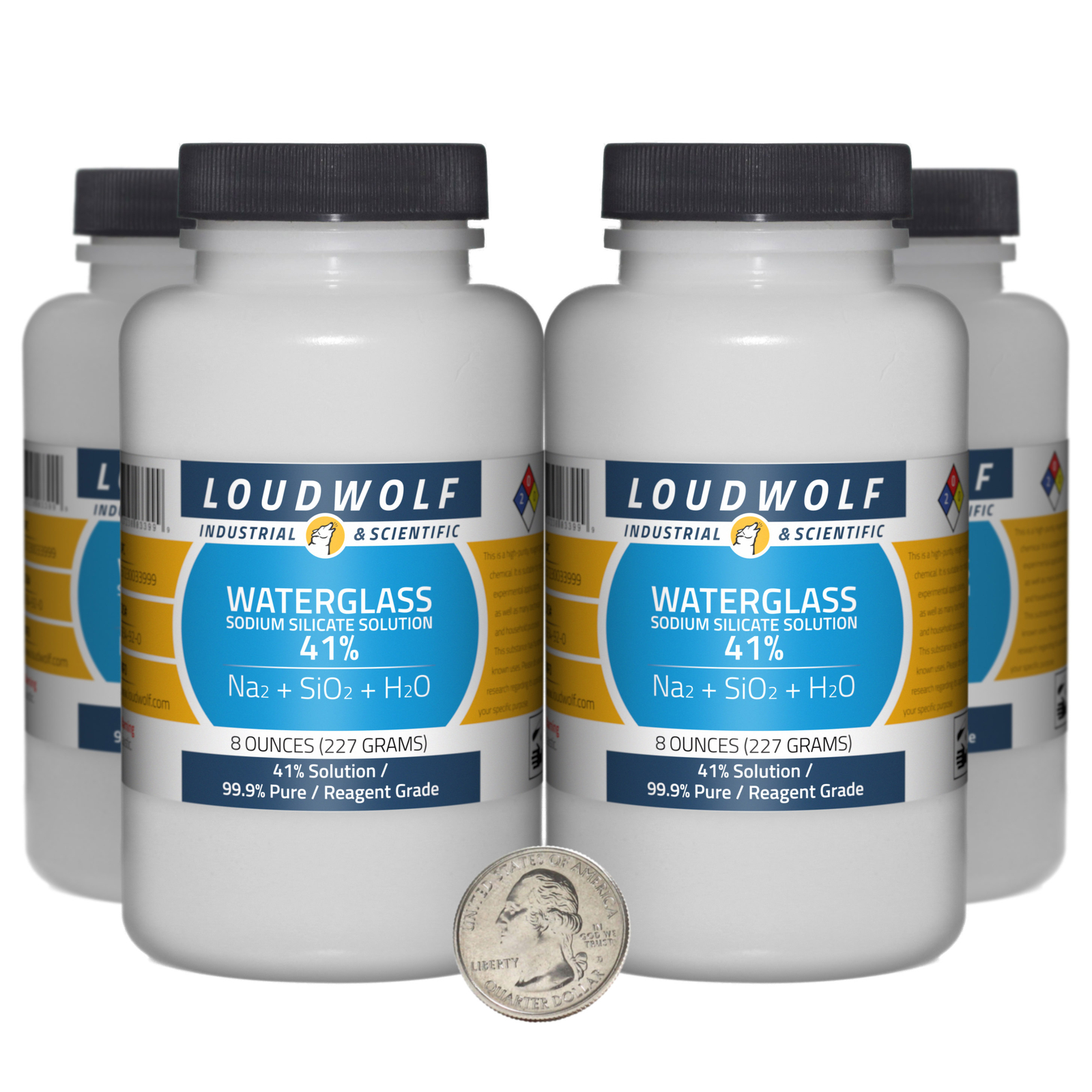 Sodium Silicate / 2 Pounds / 4 Bottles / 99.9% Pure Reagent Grade / 41% Solution