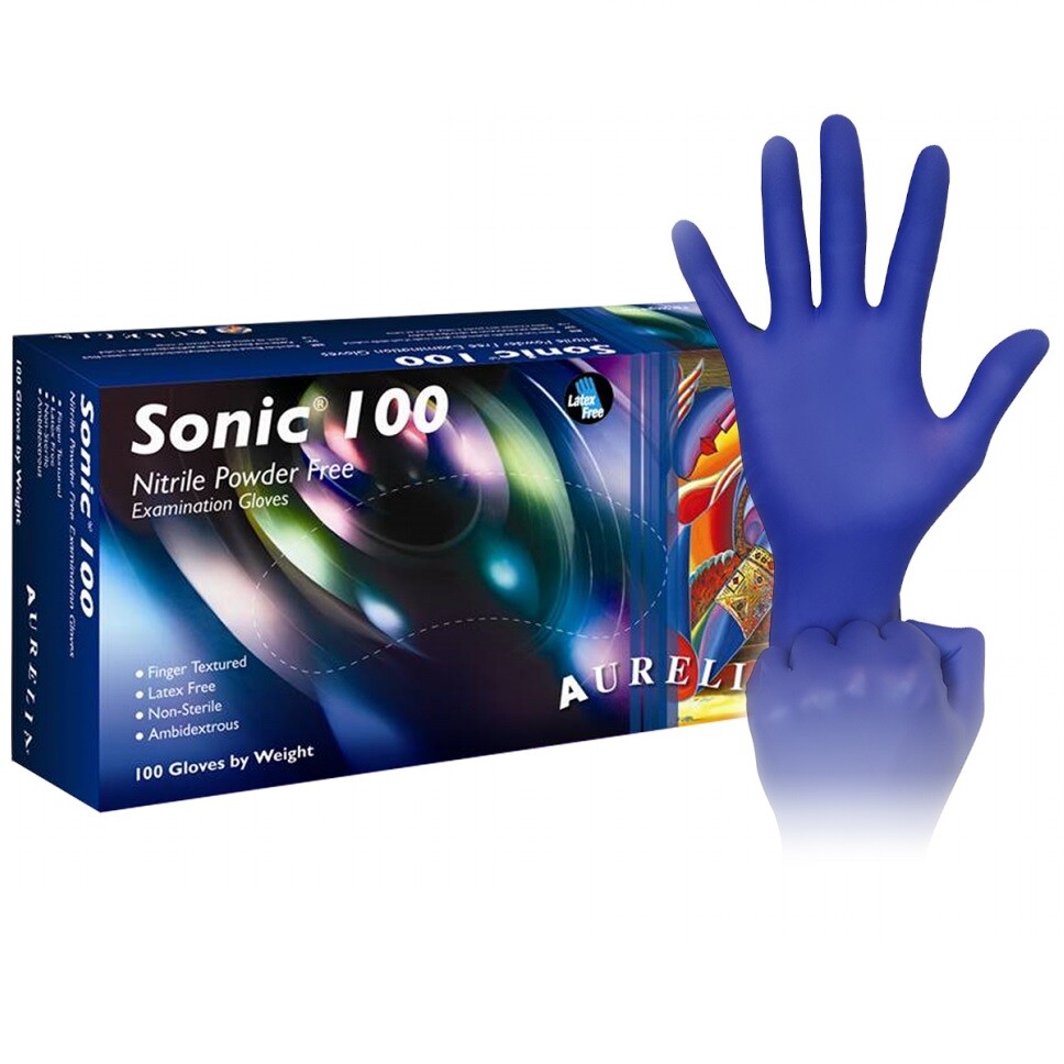 2000 LARGE Aurelia SONIC 100 Blue Nitrile Powder Free Examination Gloves