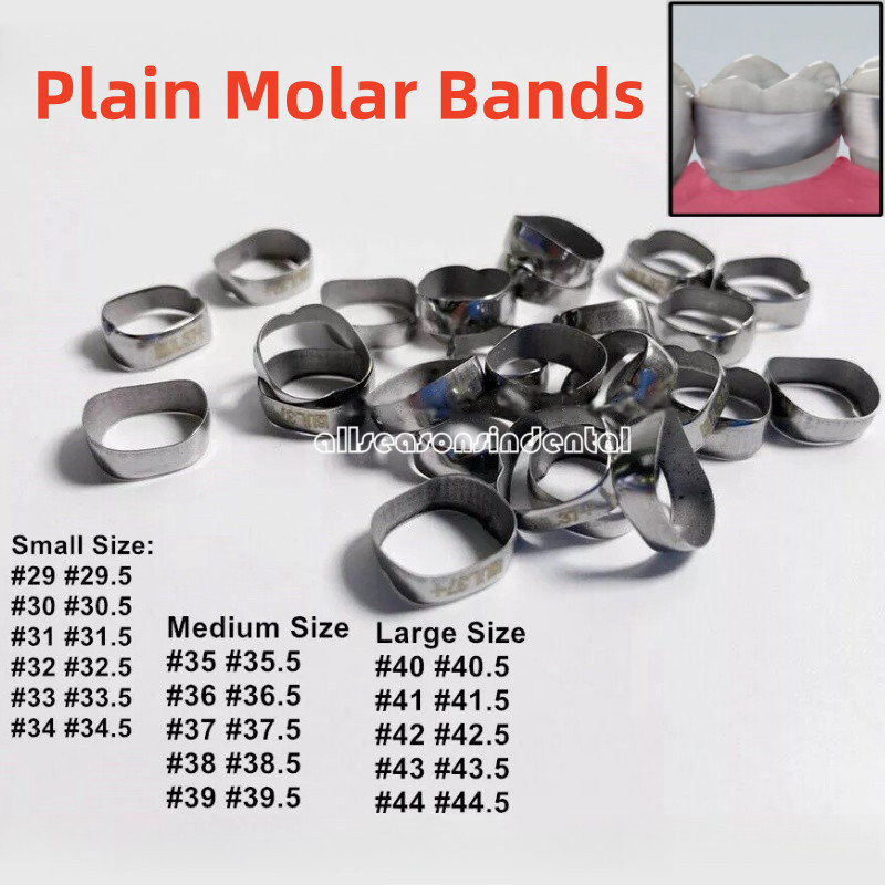 4Pcs/ Dental Orthodontic 1ST Molar Plain Bands Without Tube Roth 022 #29-44+