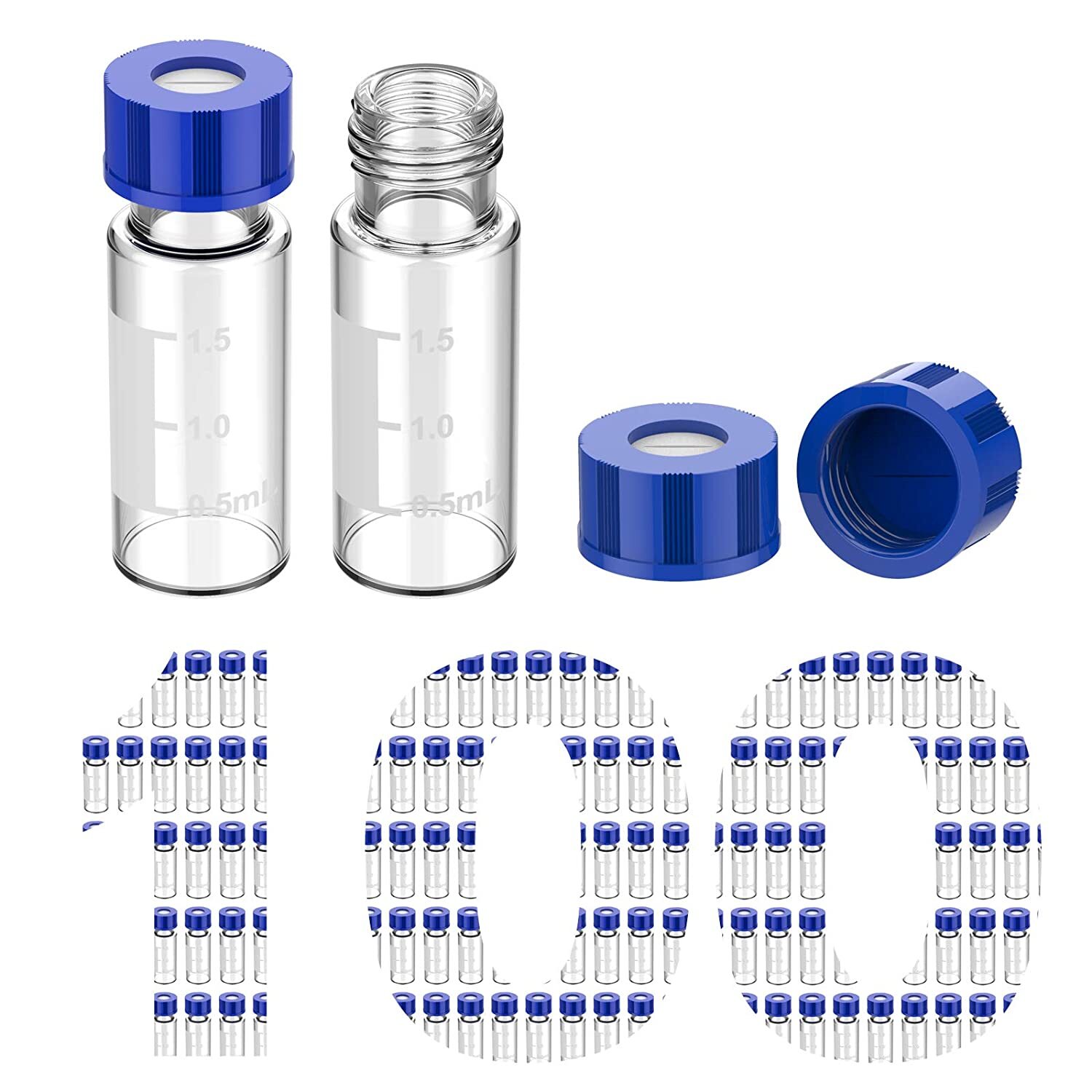 2ml Clear Glass Vials, 9-425 Thread, Type 1 Borosilicate, High Clarity, Autosamp