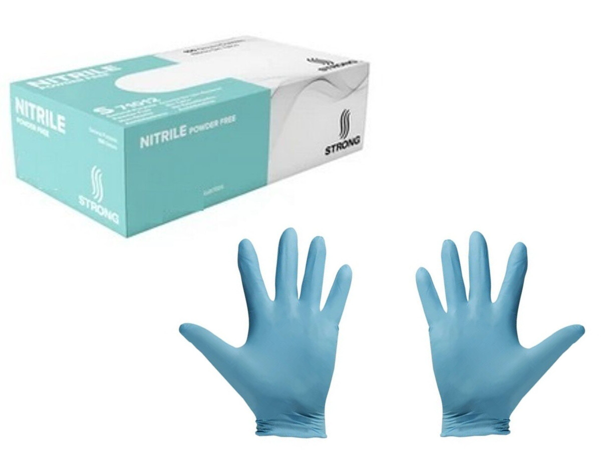 100 Count Blue Nitrile Latex-Free Gloves by Strong, Size: Medium or Large