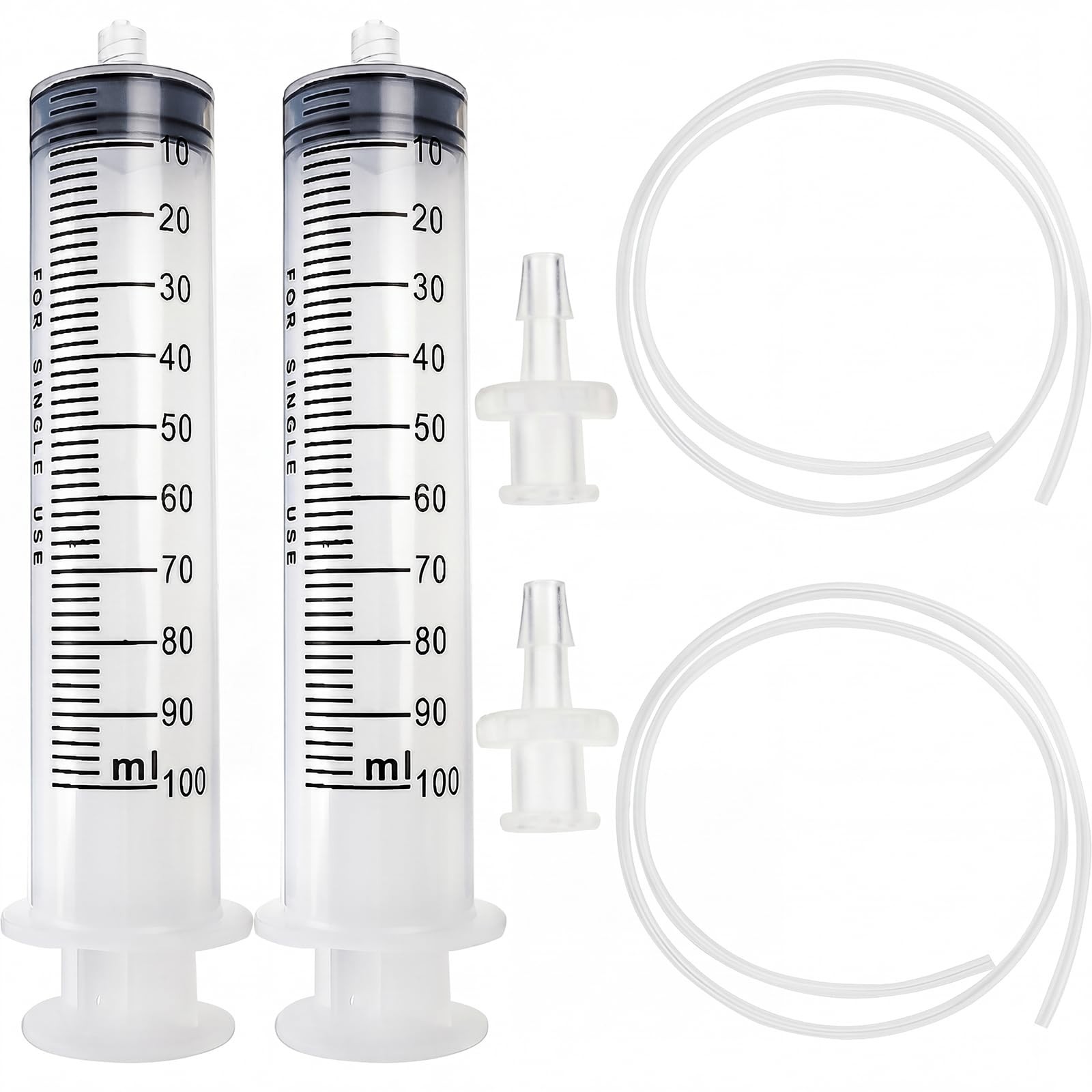 DEPEPE 2pcs 100ml Large Plastic Syringe with 47in Handy