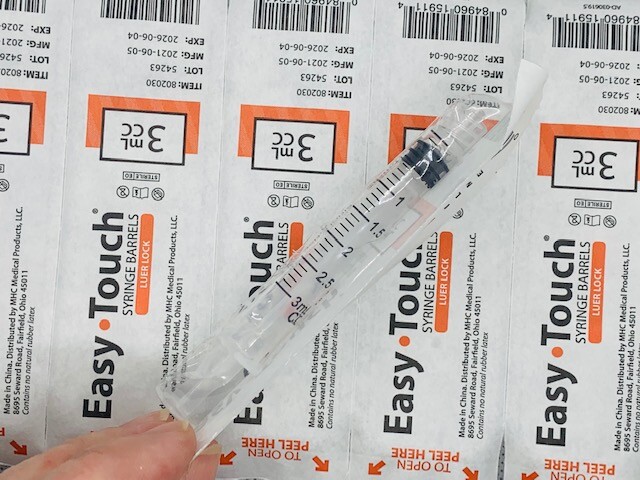 Easy Touch 3cc Conventional Syringe 3mL Luer Lock Syringe without Needle (5 pk)