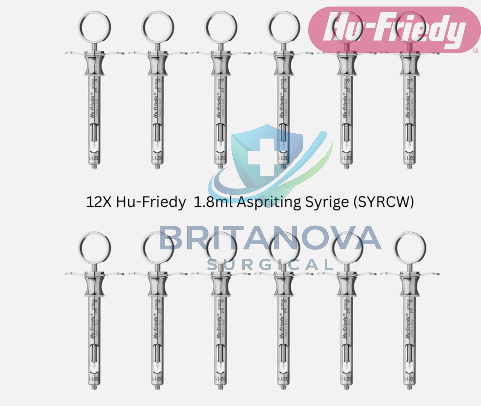 Lot of 12X Hu-Friedy CW Style Dental Anesthetic Aspirating 1.8ml Syringe SYRCW