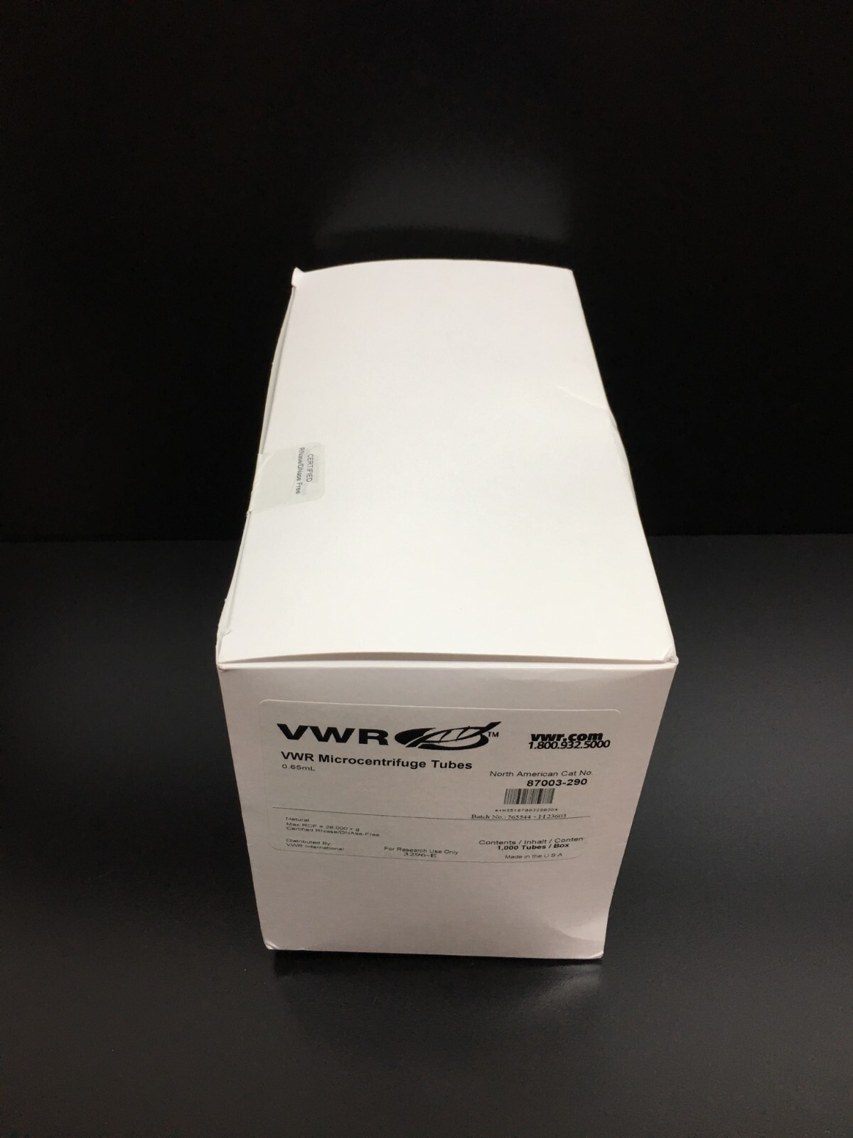 VWR Cat No 87003-290 Microcentrifuge Tubes 0.65mL