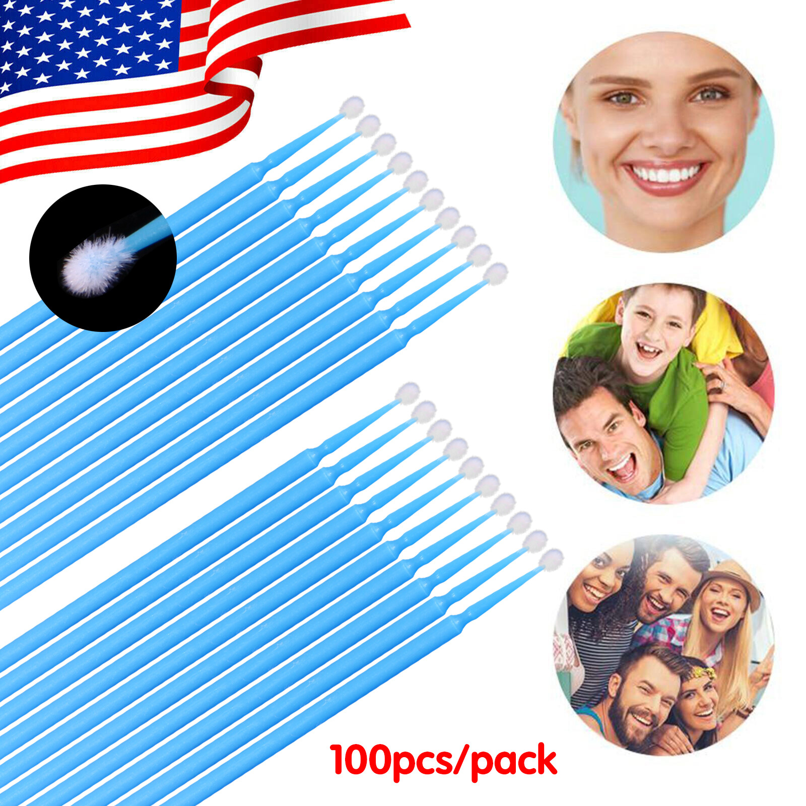 Dental Micro Applicator Brush Disposable Makeup Eyelash Brushes Blue 2.5mm