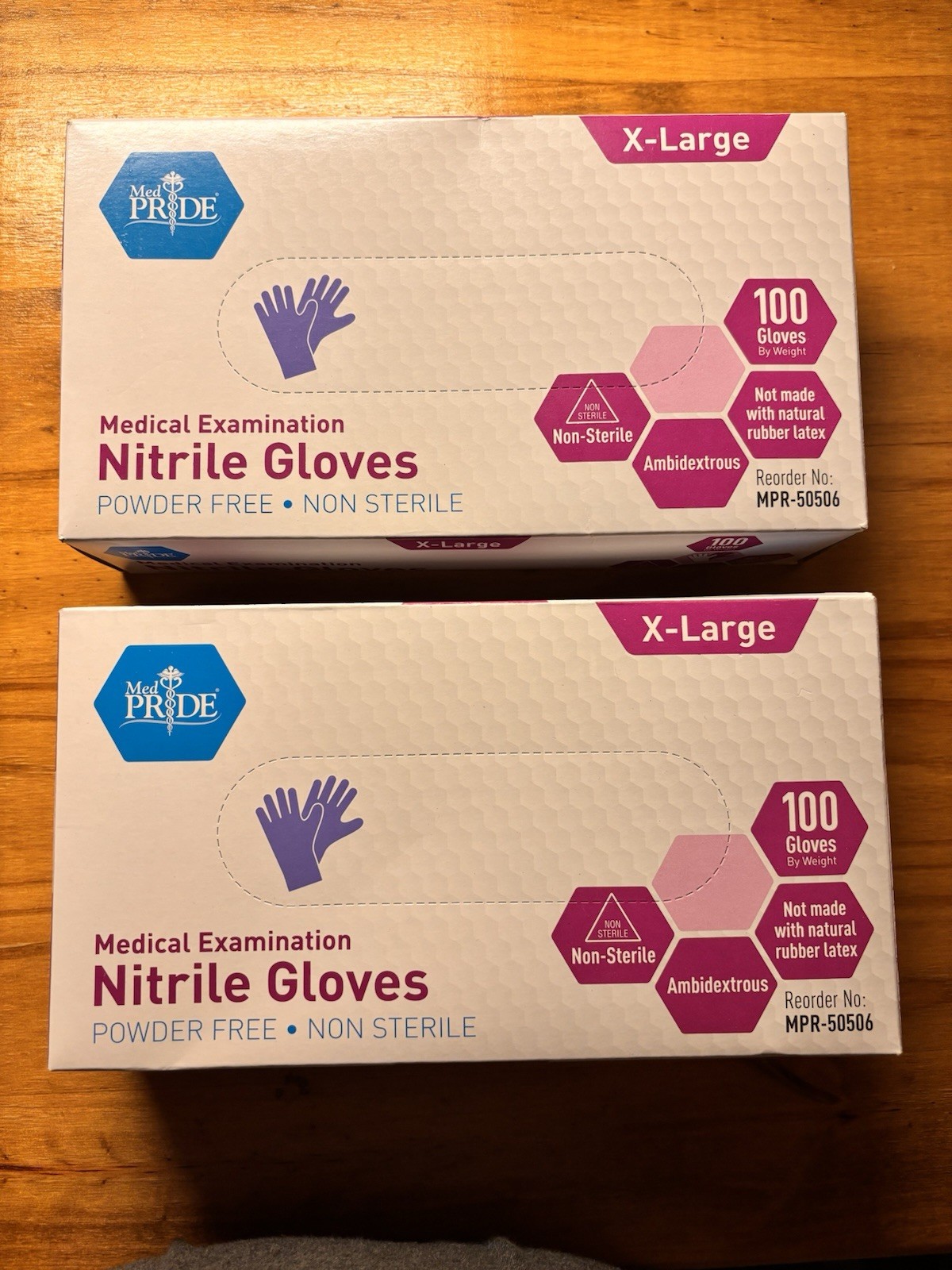 2 PACK MedPride Powder-Free Nitrile Exam Gloves, XL, Pack of 100