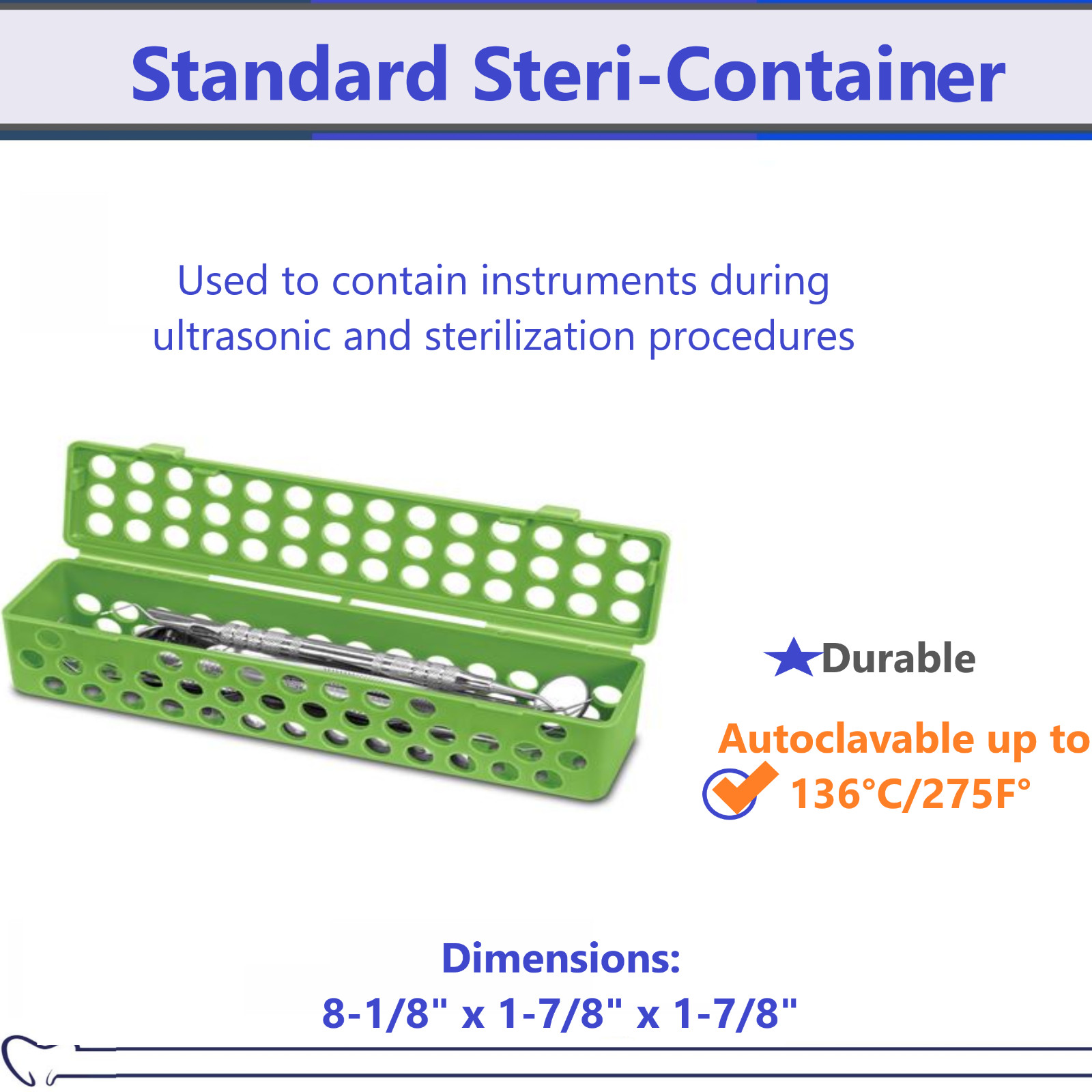 Dental Tattoo Instrument Steri Container Snap Lid 8″ X 1.75″ X 1.75″ Green, Pink