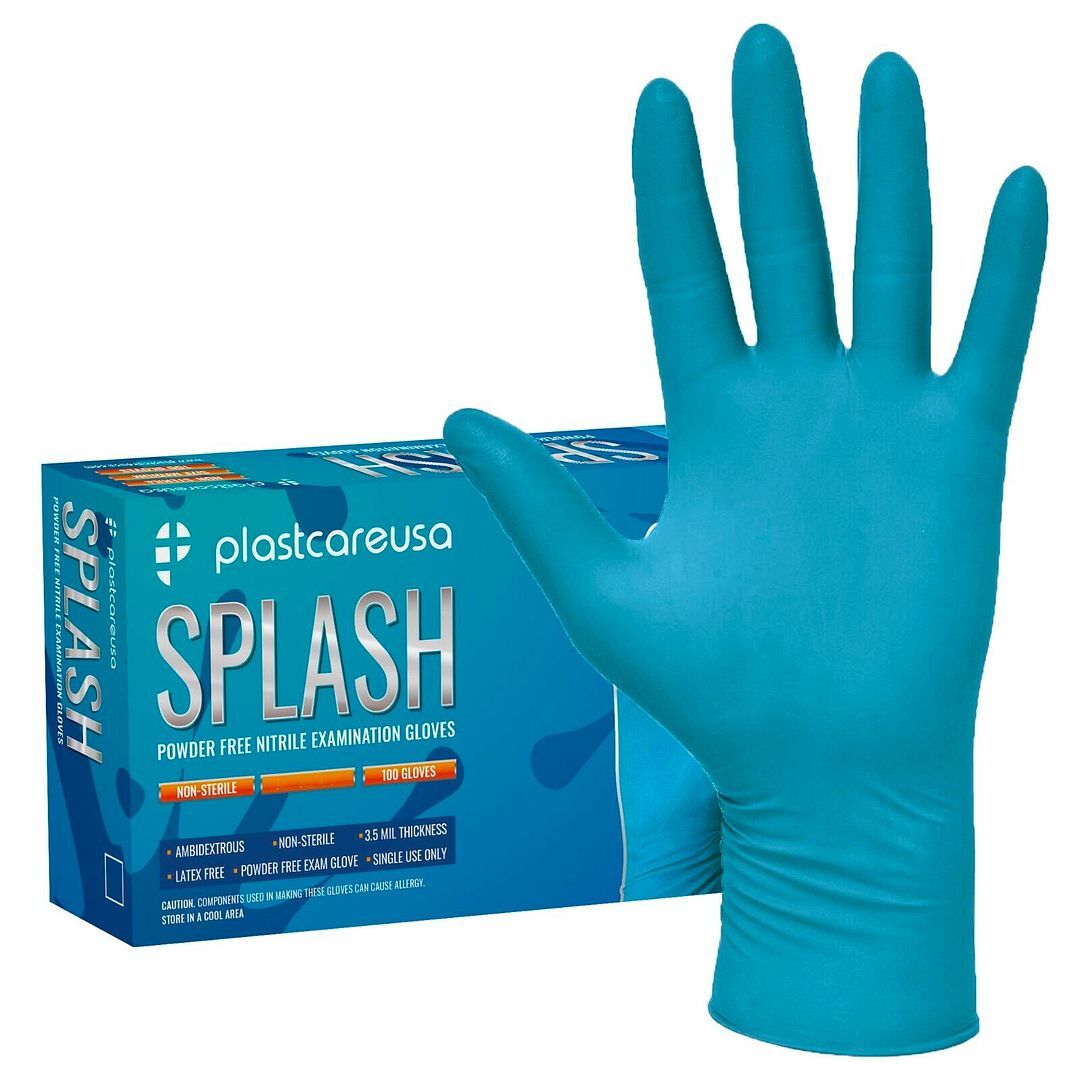 plastcareusa Splash Nitrile Exam Gloves – Blue XS Extra Small 100/Box