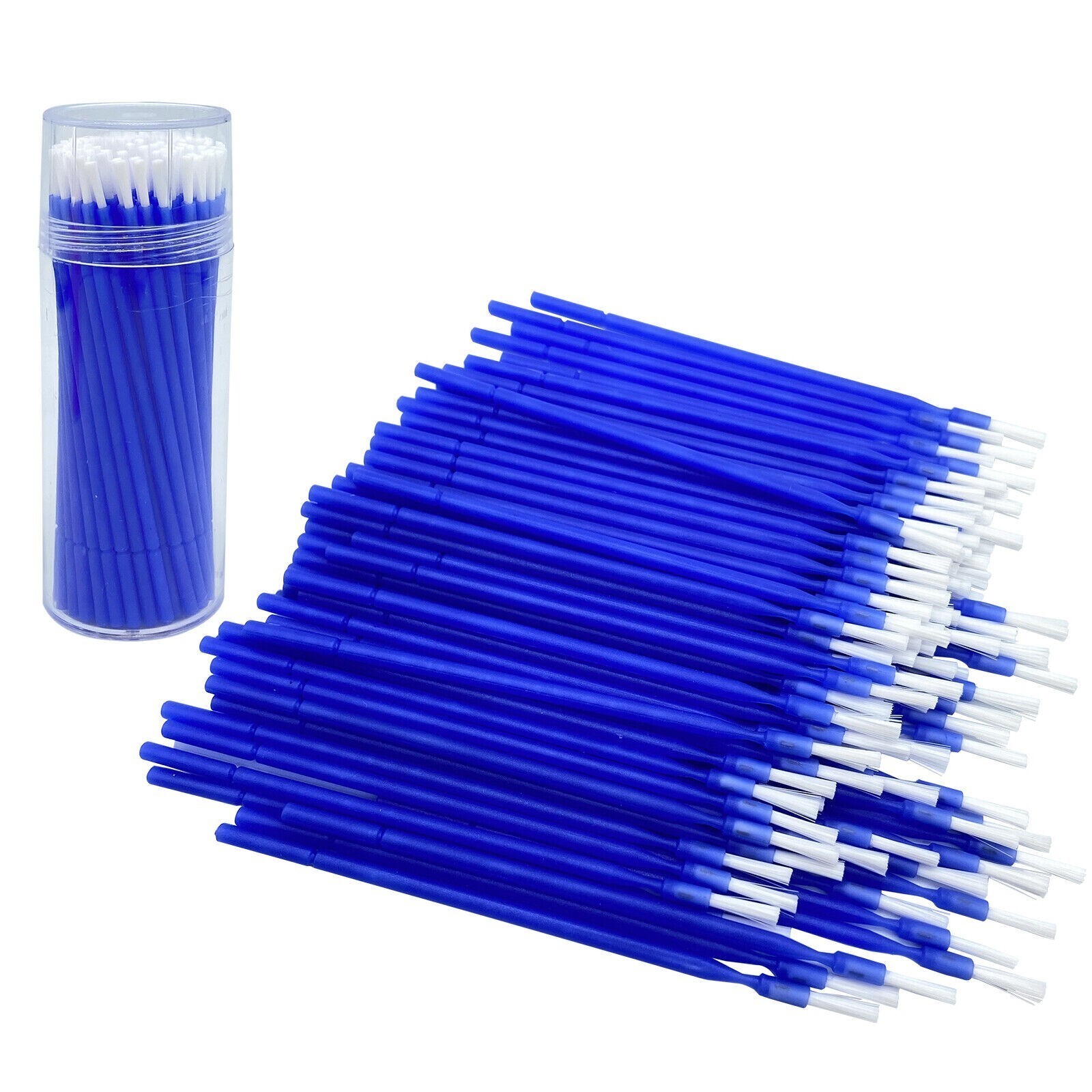 100 Pcs Dental Disposable Micro Applicator Brush Bendable Long Shank Blue