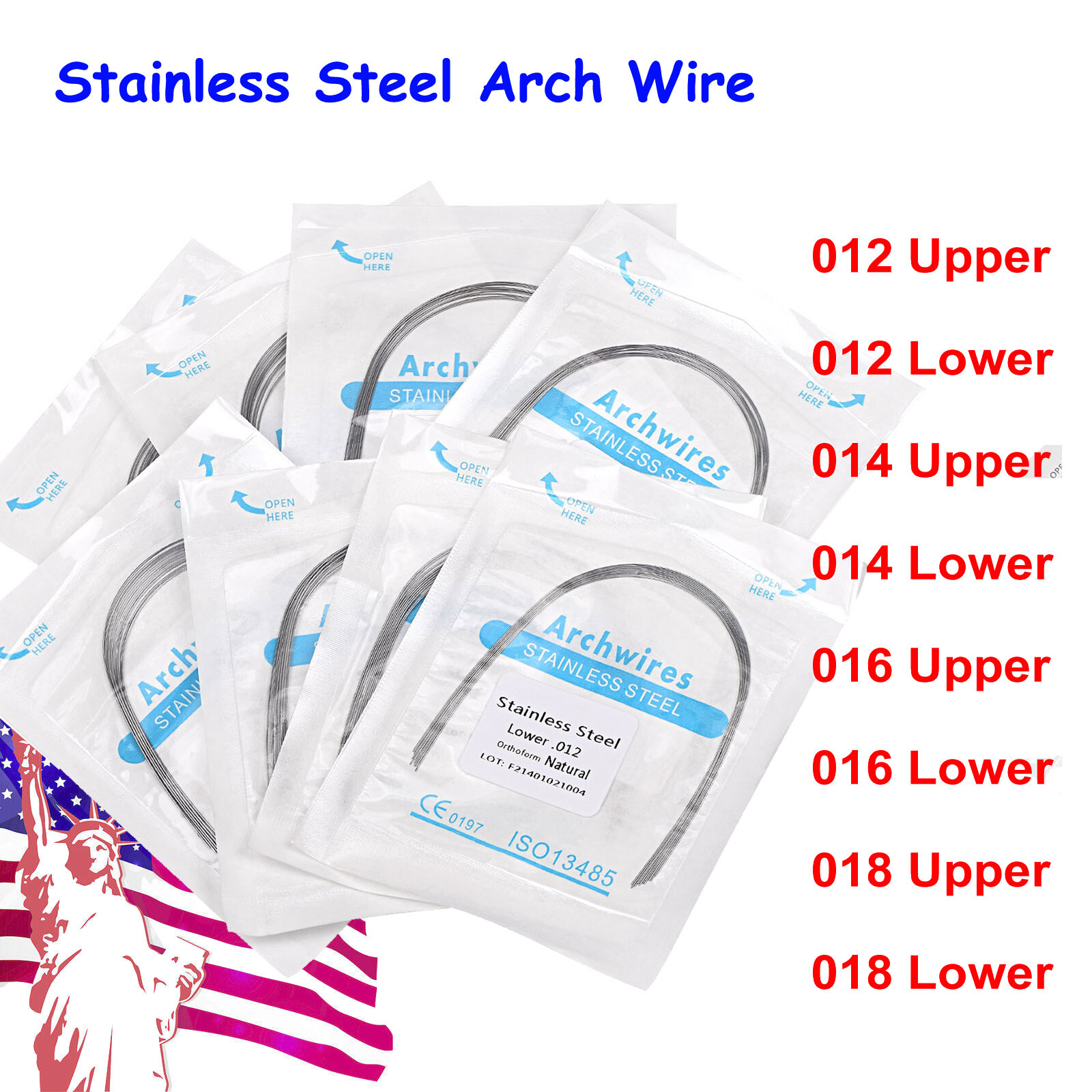 1-10Pack Dental Orthodontic Stainless Steel Arch Wire Round Natural Archwire USA