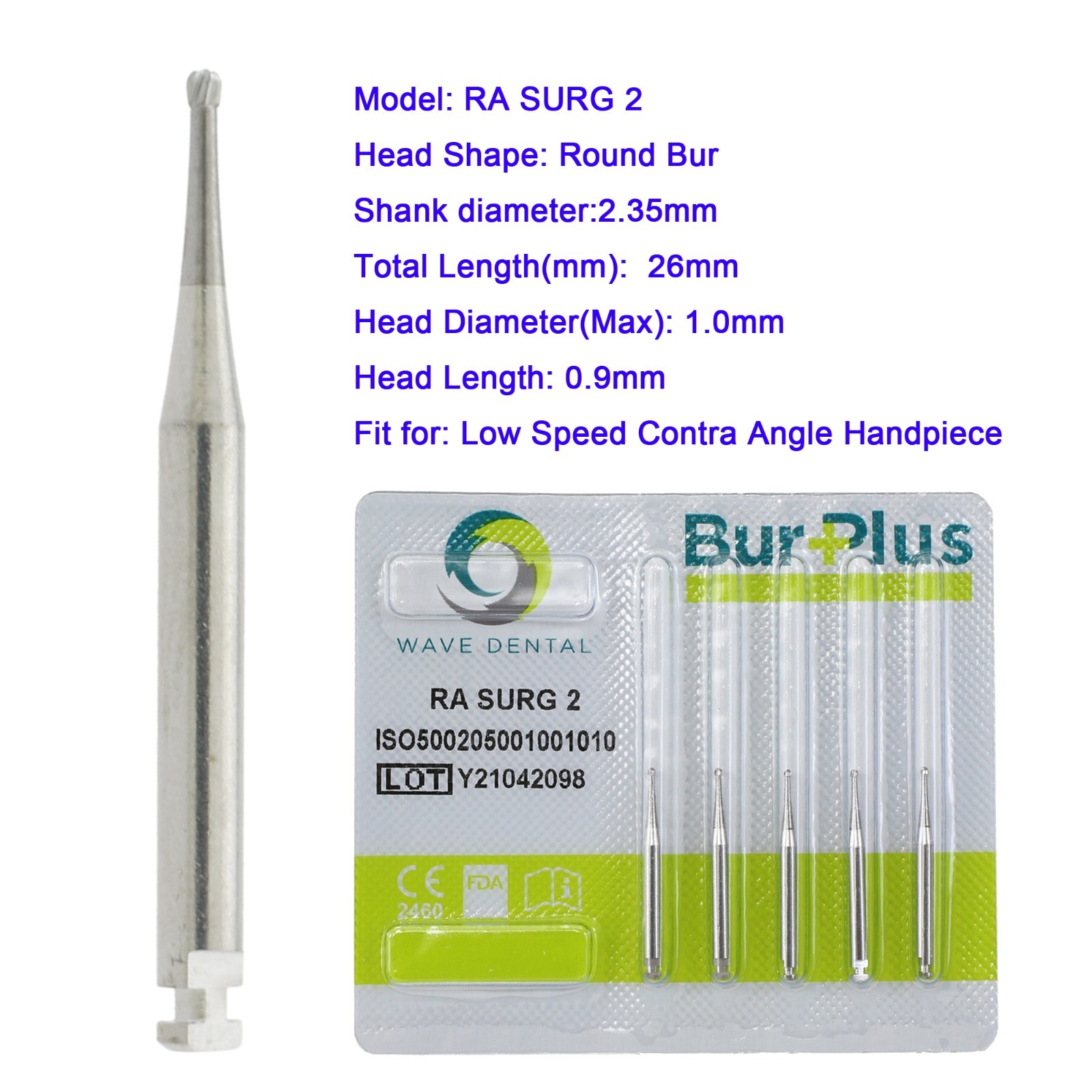 Wave Dental Latch Surgical Burs Carbide Round Burr RA SURG 2 4 5 6 8 Low Speed