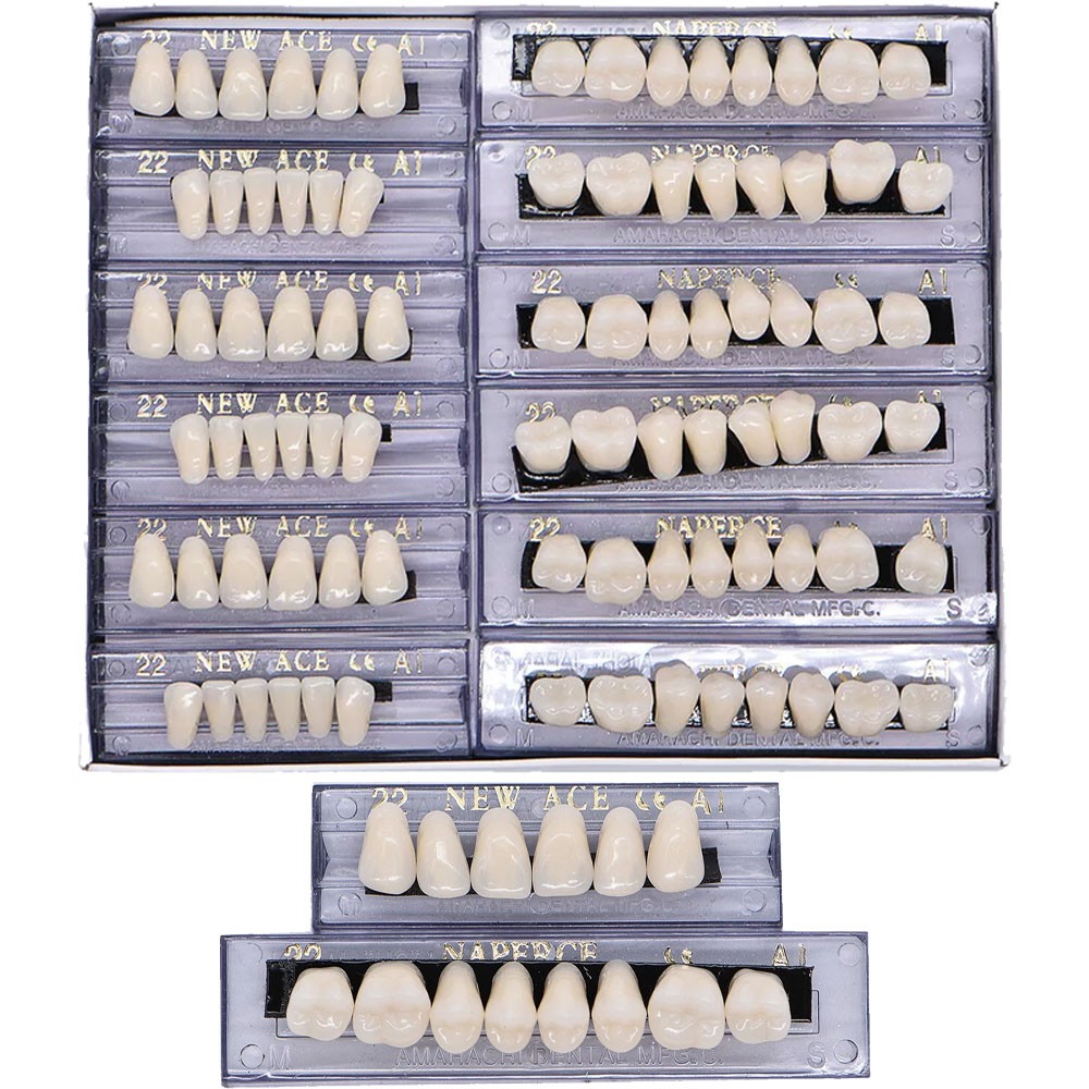168PCS Acrylic Resin Denture Dental Upper Lower Shade A1 #22 Teeth Set USA