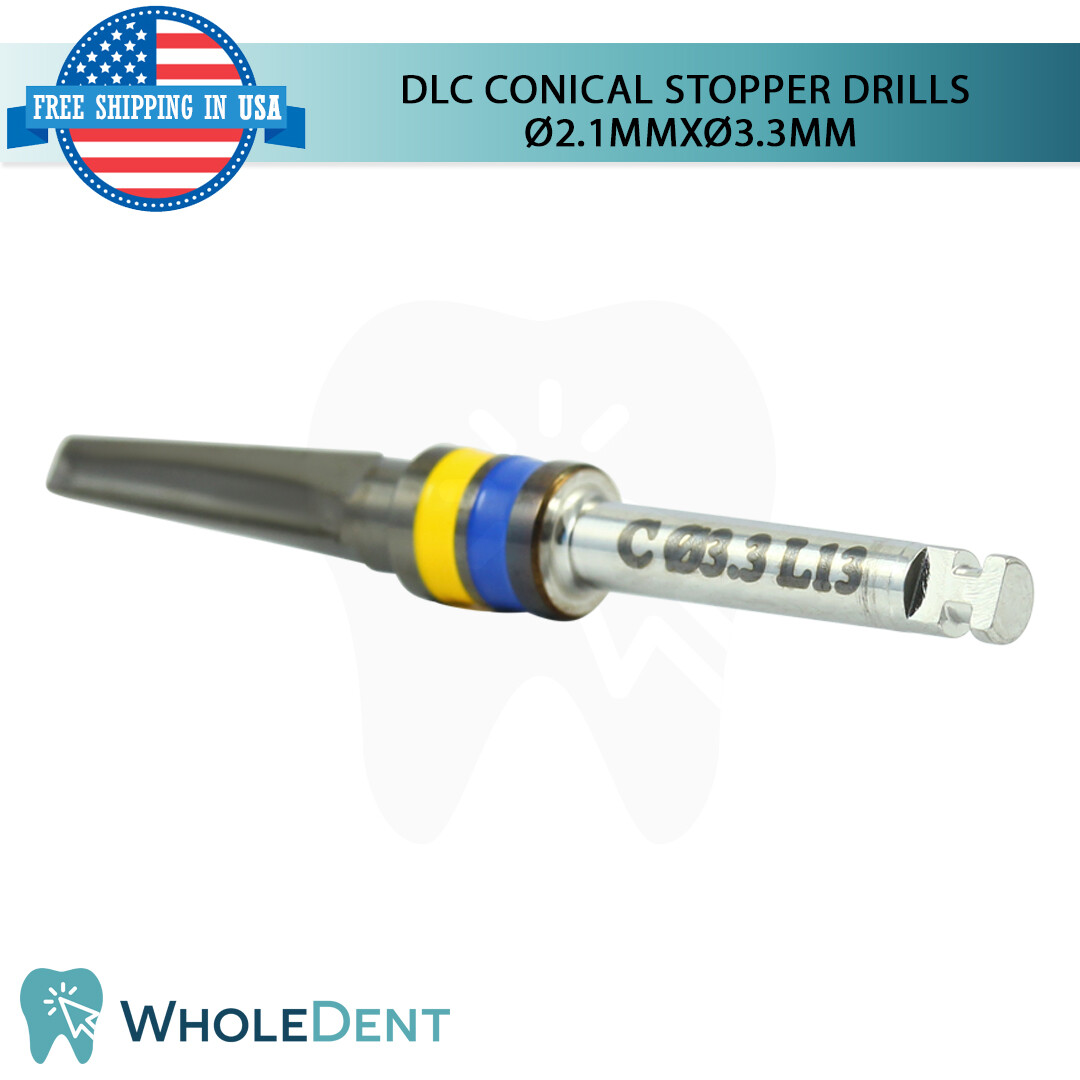 DLC Conical Integral Stopper Drill Ø2.1XØ3.3 Dental Im plant Tool Instrument