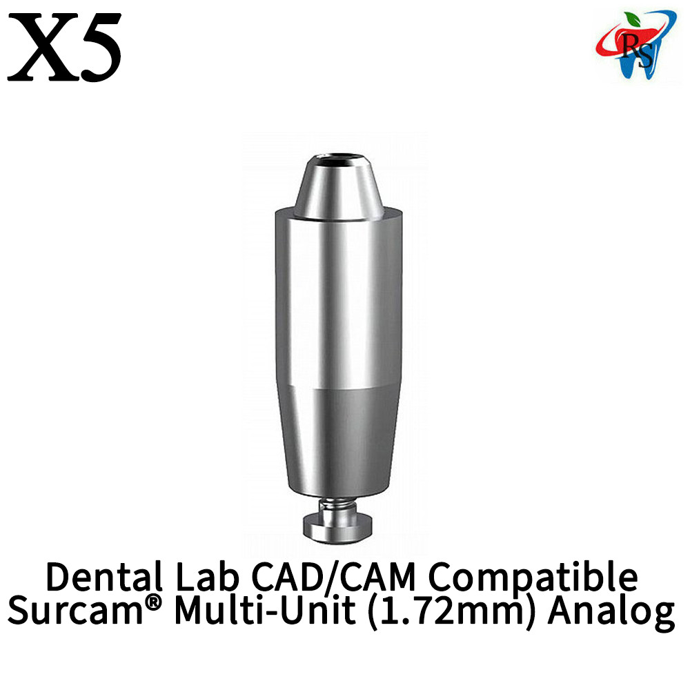 5x Dental Lab CAD/CAM 3D Analog Compatible With Surcam® Multi-Unit 1.72mm