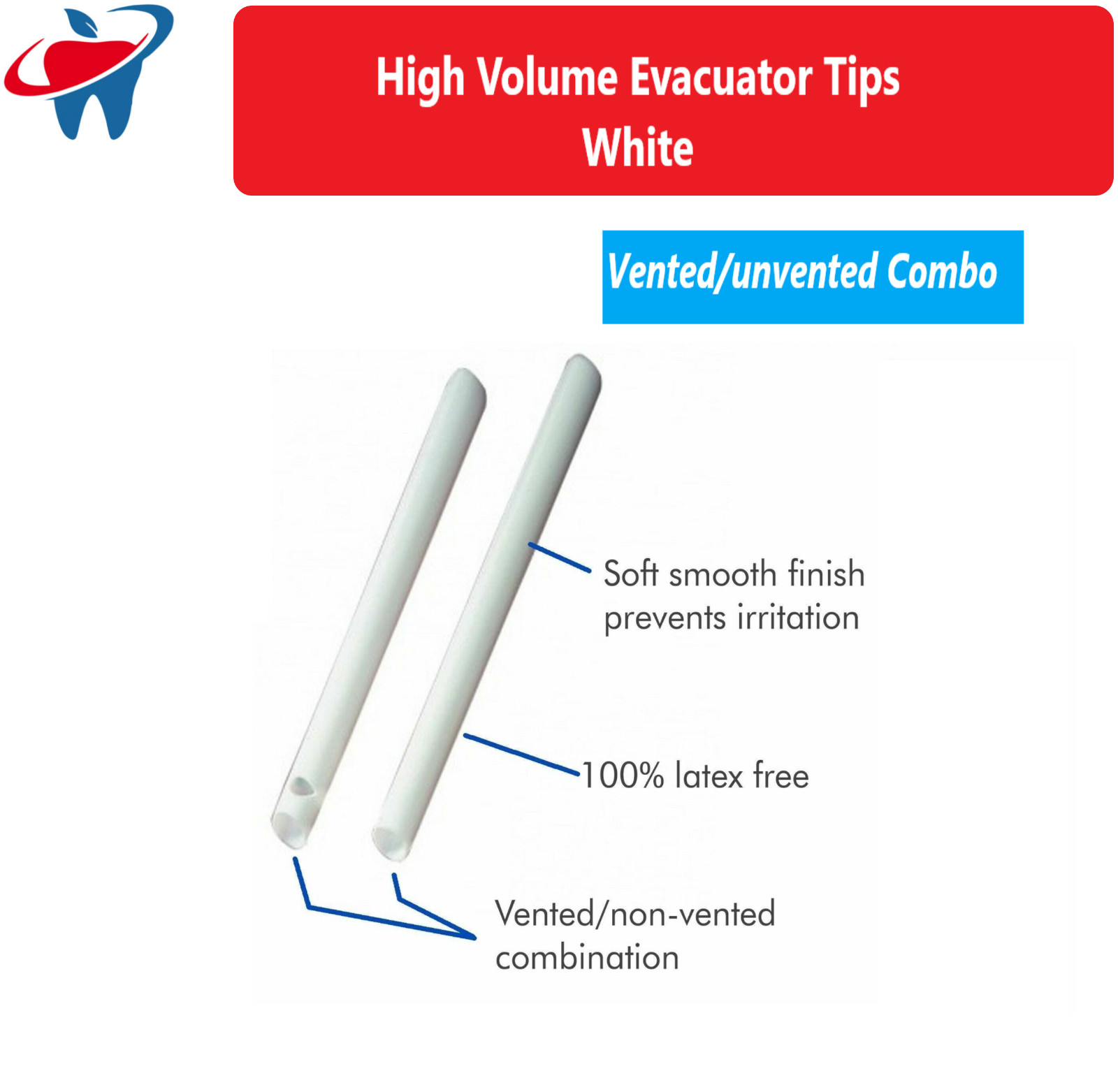 1000/Cs Dental HVE Tips High Volume Suction Dental Tips,Vented /Unvented Combo