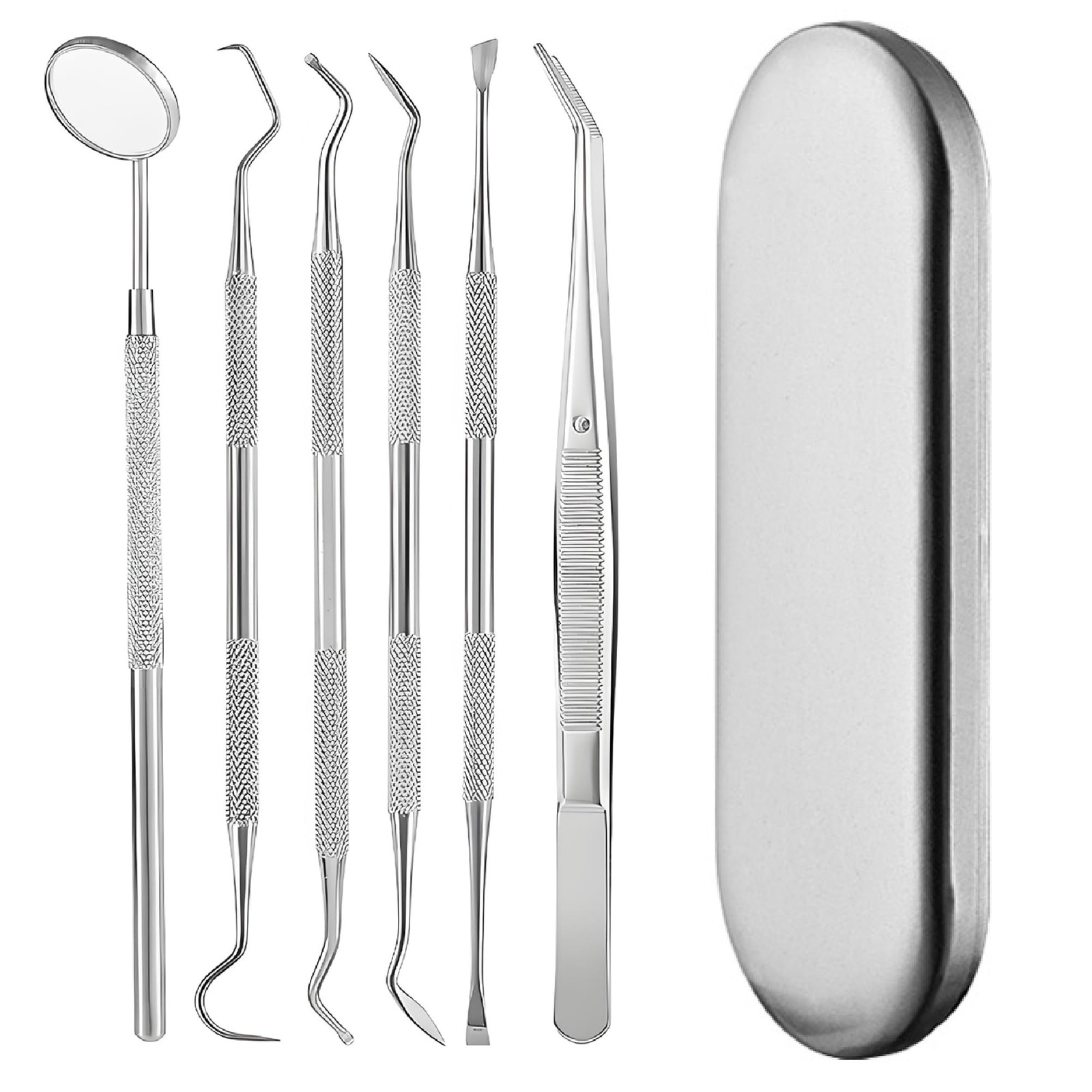 SMILEHEVEN Teeth Cleaner Tool Kit Stainless Steel Plaque Tartar Silver