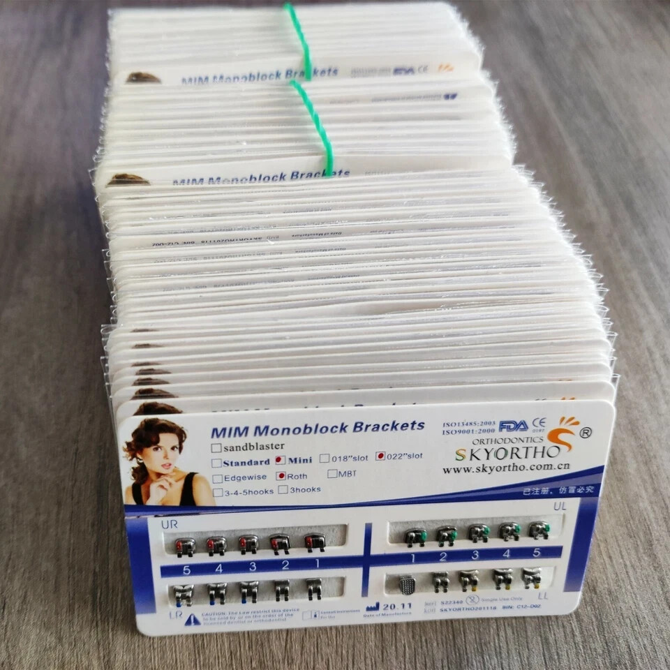 100 Packs Dental Brackets Braces Mini Roth 022 no Hook Mesh Base MIM Ultrathin