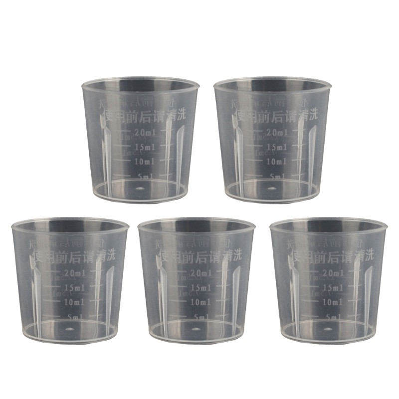 5Pcs Small Plastic Measuring Cups 10-100ml Transparent Liquid Kitchen Lab Tools