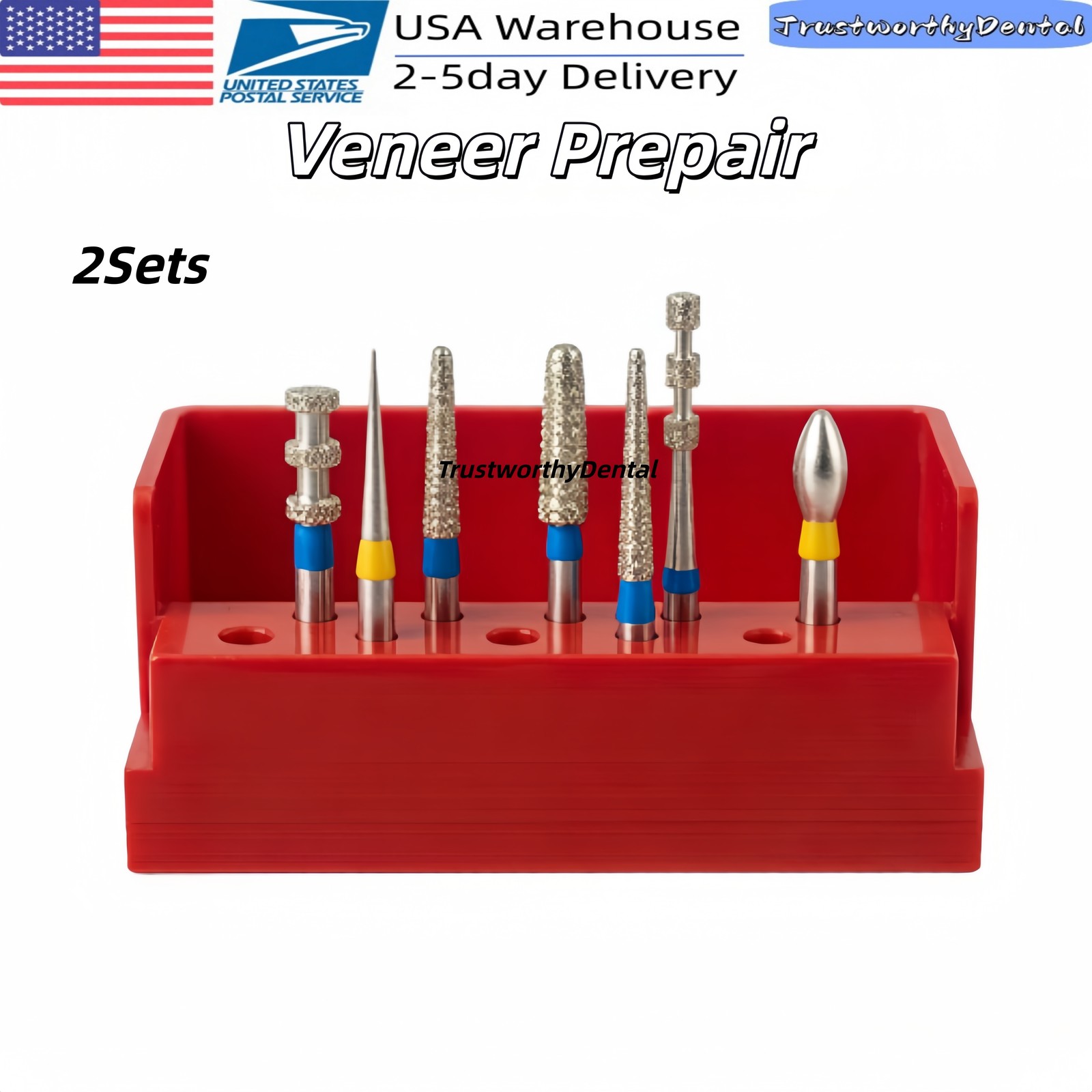 2Set Dental Porcelain Veneer Preparation Diamond Set |High-Precision Cutting USA