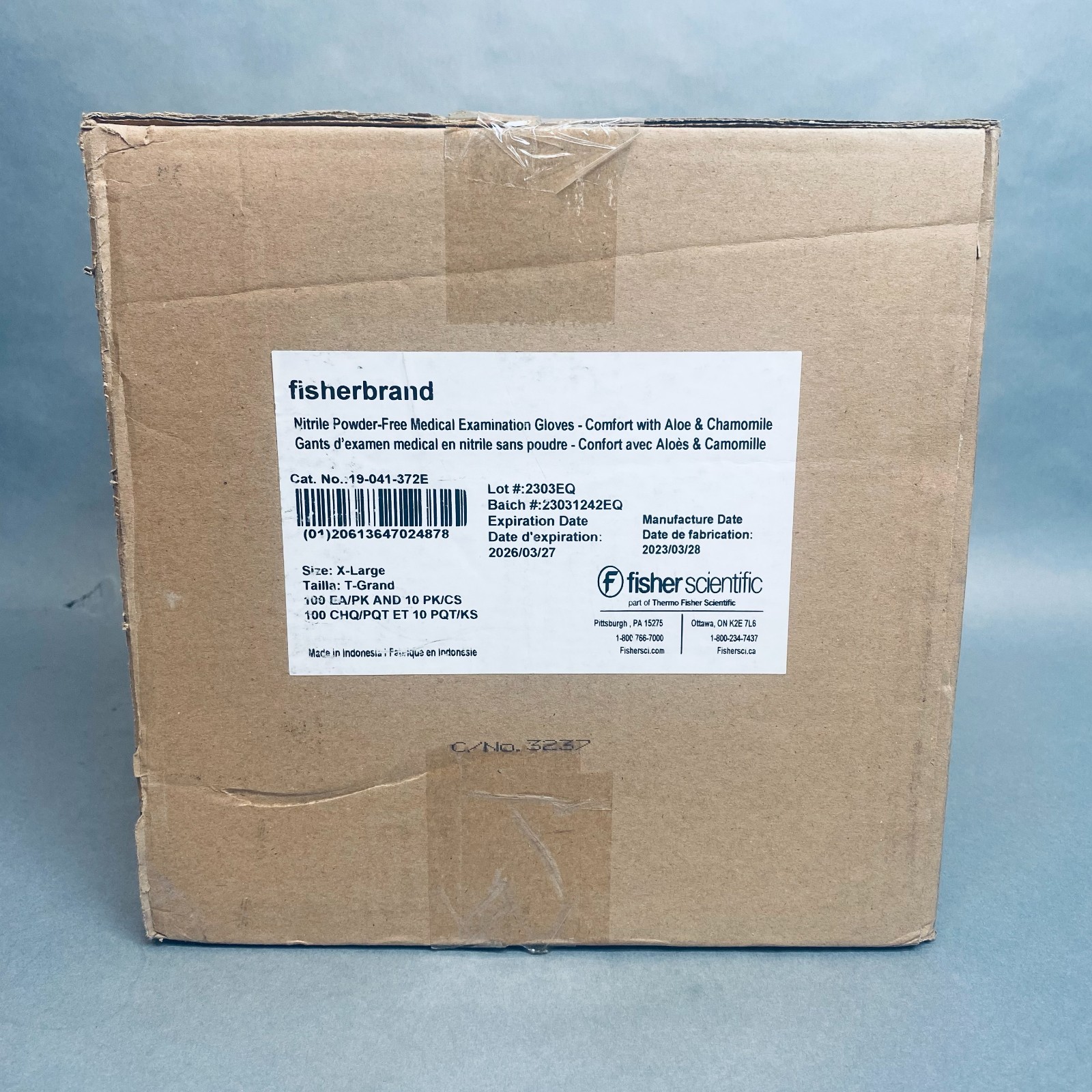 Fisherbrand Nitrile Gloves XL Powder Free with Aloe 10 Boxes of 100 Gloves Each