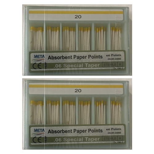 2 Packs Dental META Absorbent Paper Points Endo Taper .06 #20 Endo 60/Pack