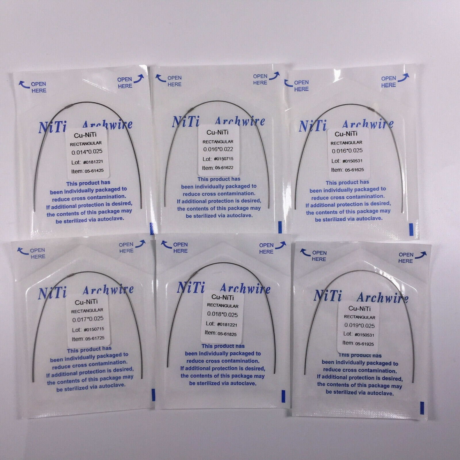 Dental Copper Cu-Niti Round Rectangular Arch Wires & Stops DAMON 013-018 1425
