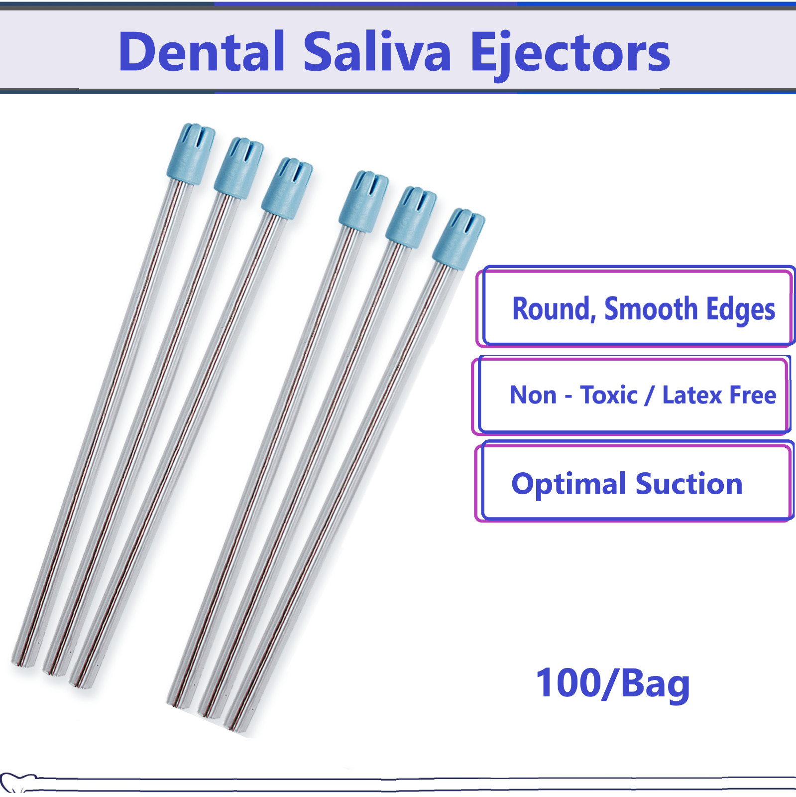 1000/Case Saliva Ejectors Ejector WHITE/BLUE Dental Suction Tips Disposable