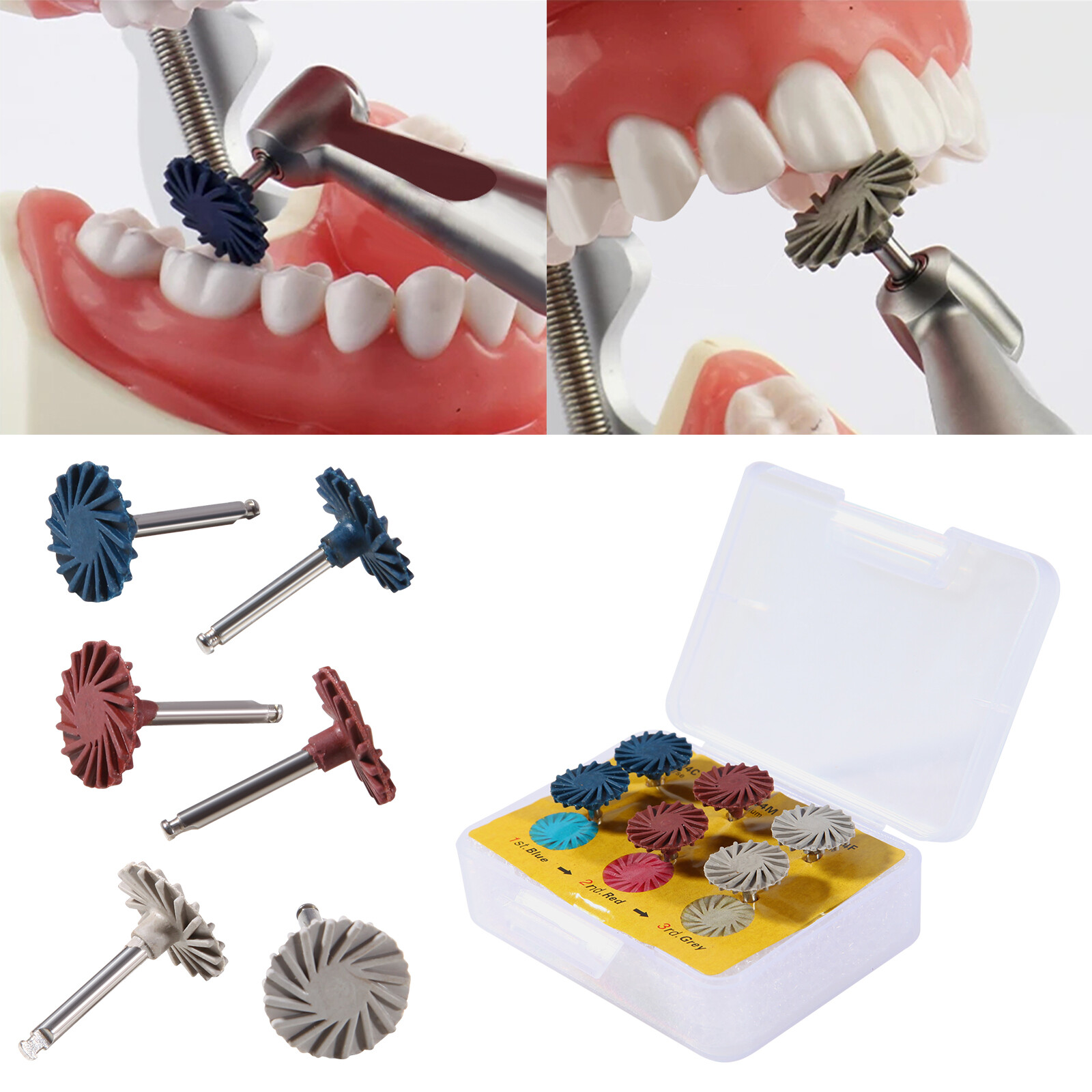 Dental Composite Polishing Kit Diamond RA Polisher Burs For Contra Angle 2.35mm