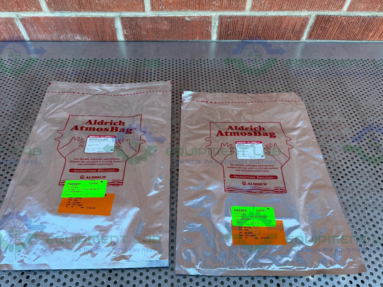 Lot of 2 – Sigma Aldrich Z118362-1EA Two Hand AtmosBag Size M w/ Ethylene Oxide