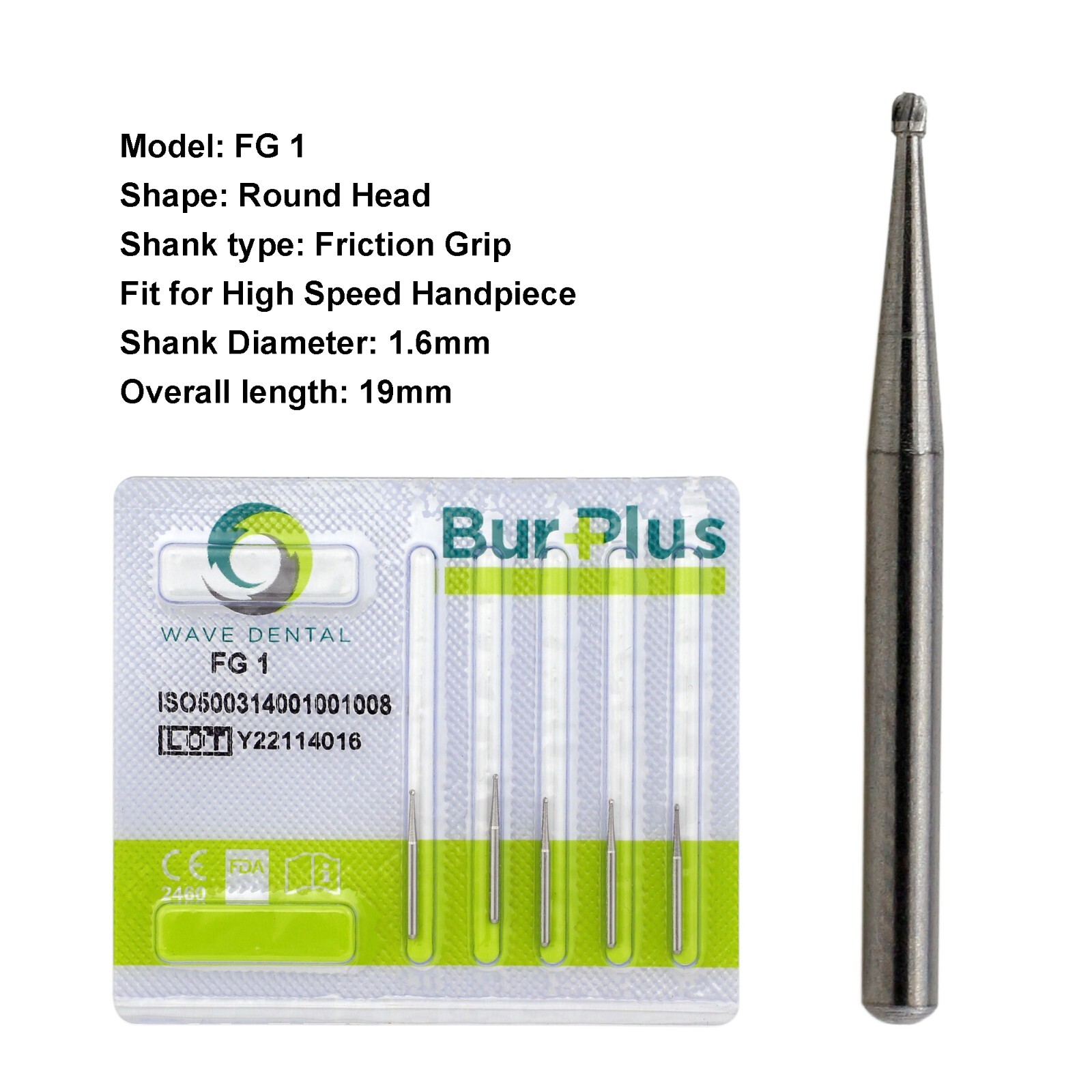 Wave Dental Burs Round Tungsten Carbide High Speed FG 1/2 1/4 1 2 3 4 5 6 7 8