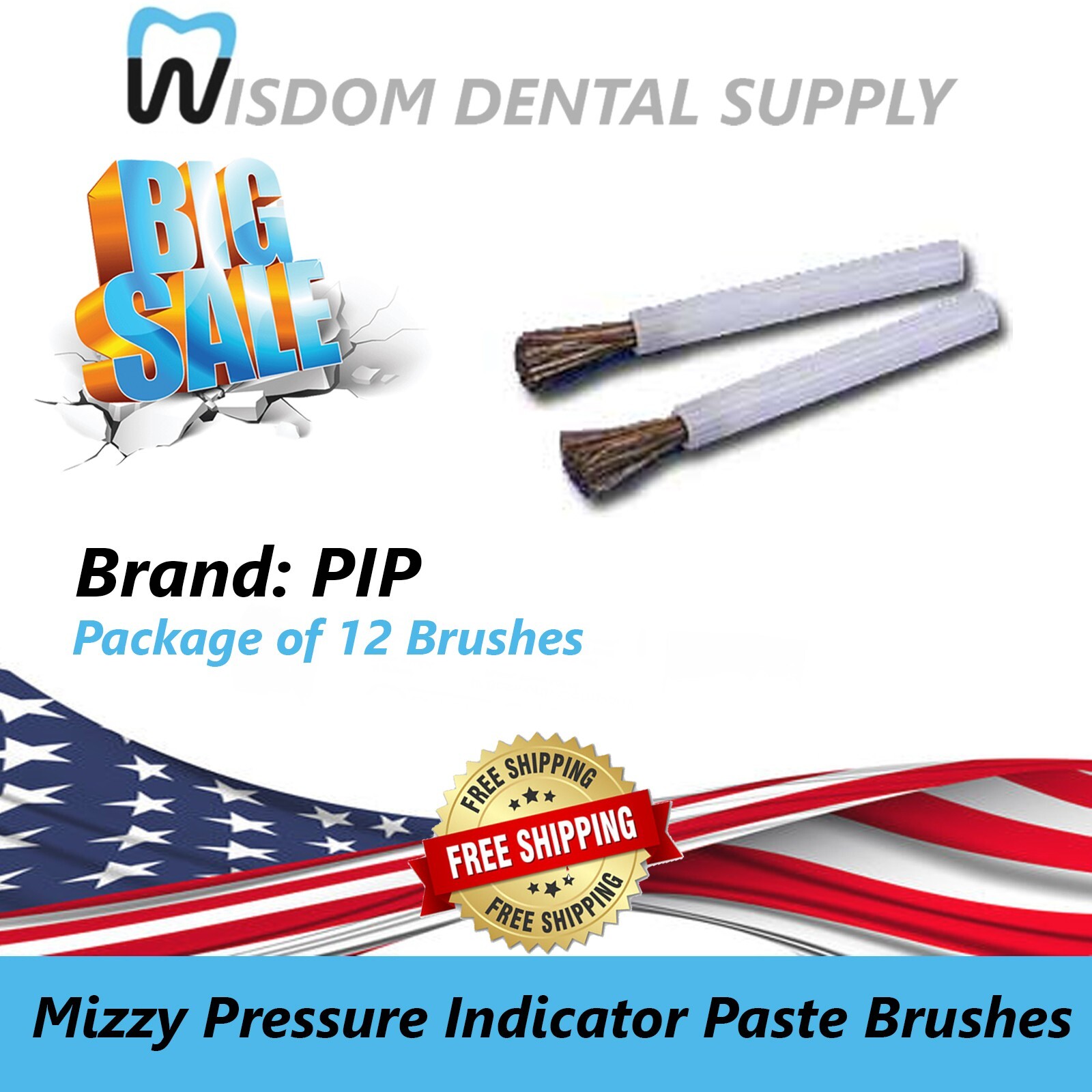 PIP Mizzy Pressure Indicator Paste Brushes, Package of 12 Brushes
