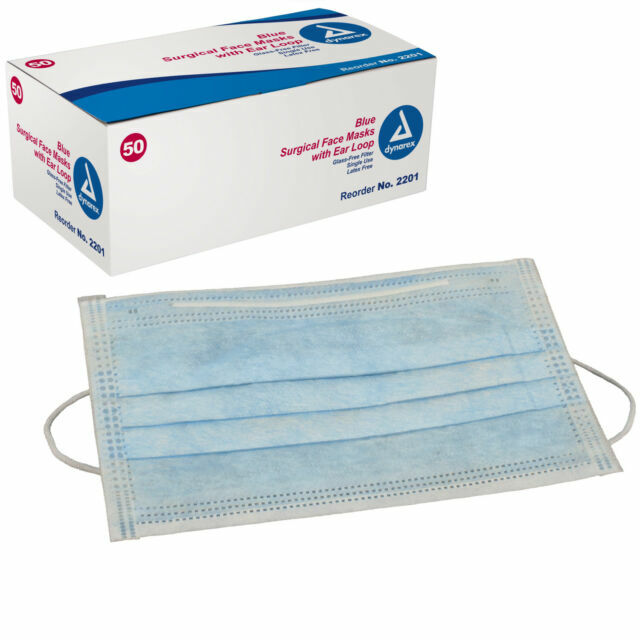 SM Dynarex 2201 Surgical Procedure Face Mask with Ear Loops 50 Pack