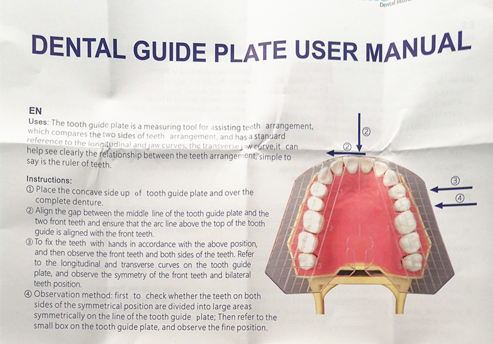 Dental Guide Template Plate For Complete Denture False Teeth Arrangement