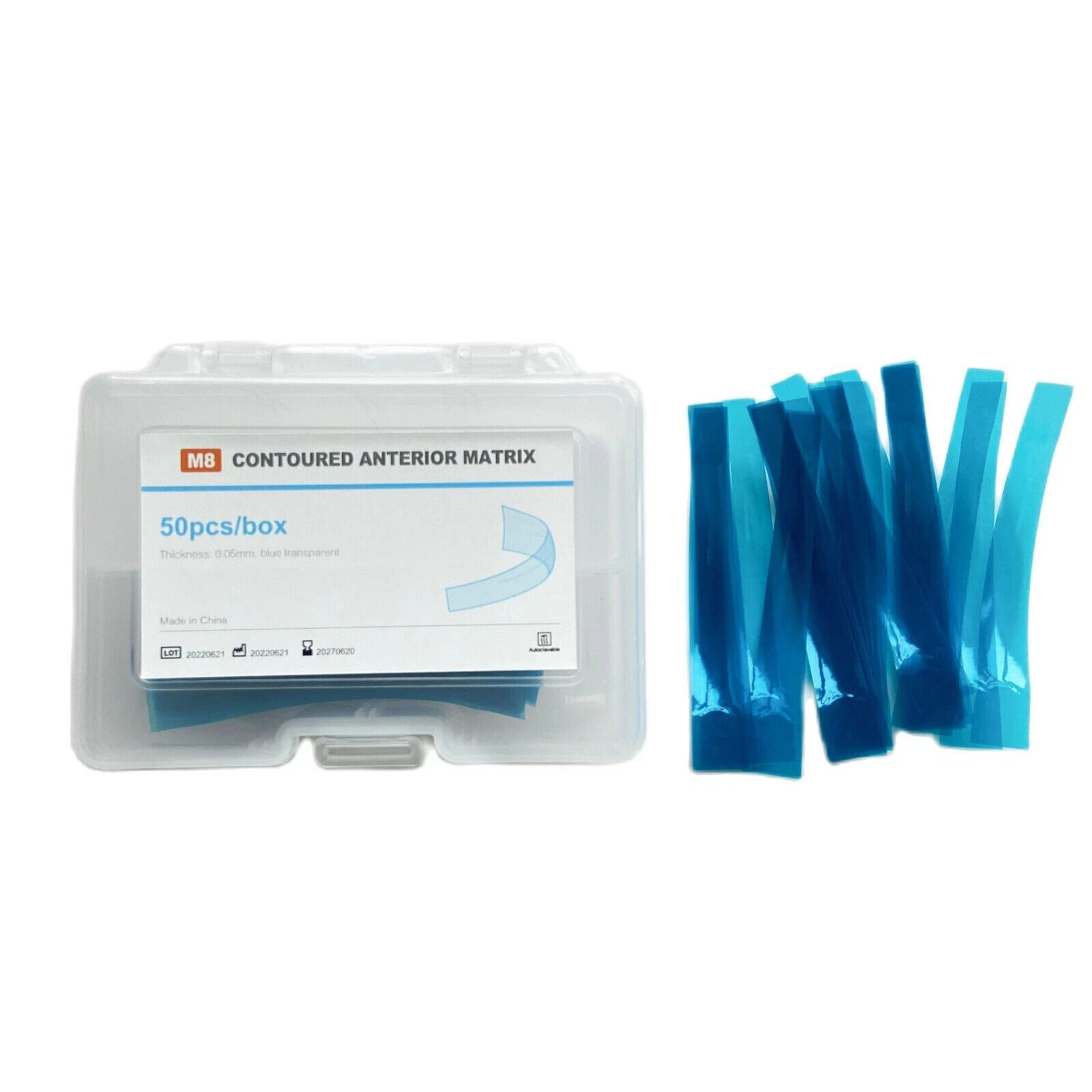 Dental Contoured Anterior Matrix Restoration Matrices Blue Strip M8 0.05mm